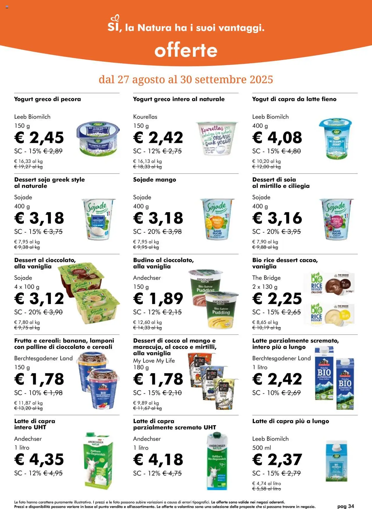 Volantino Natura Sì del 27.08.2025 | Pagina: 34 | Prodotti: Yogurt, Mango, The, Cocco