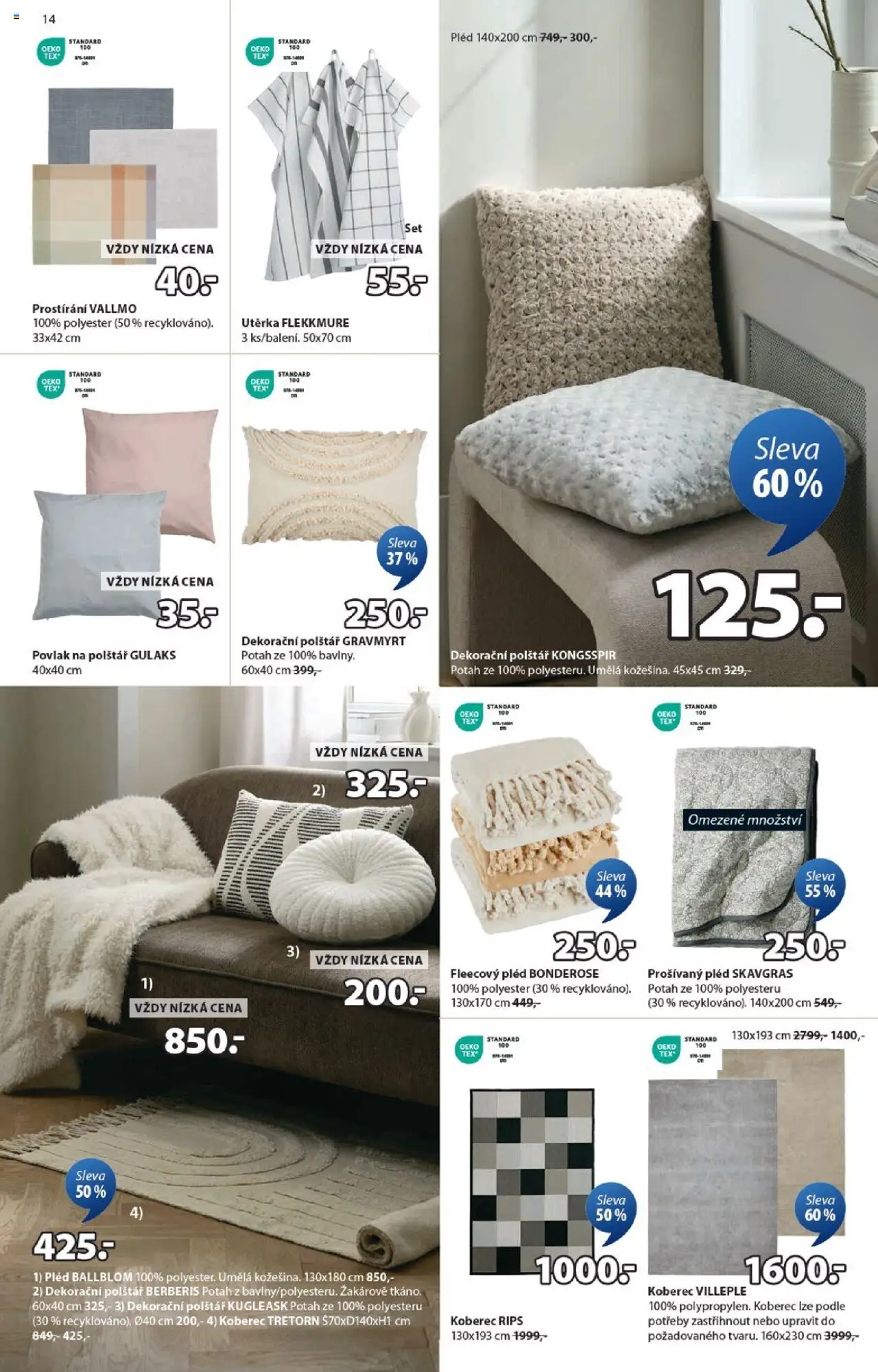 JYSK leták - Skvělá nabídka od 08.09.2025 | Strana: 14 | Produkty: Povlak na polštář, Prostírání, Polštář, Utěrka