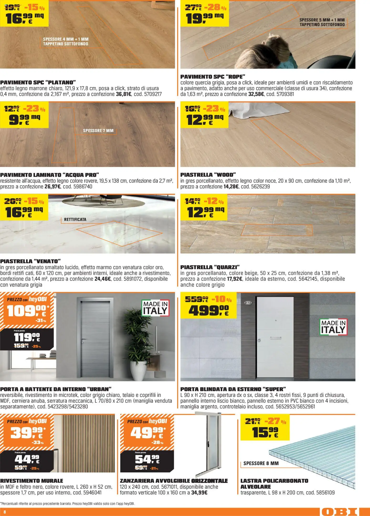 Volantino OBI del 02.04.2026 | Pagina: 8 | Prodotti: Pavimento, Acqua, Zanzariera