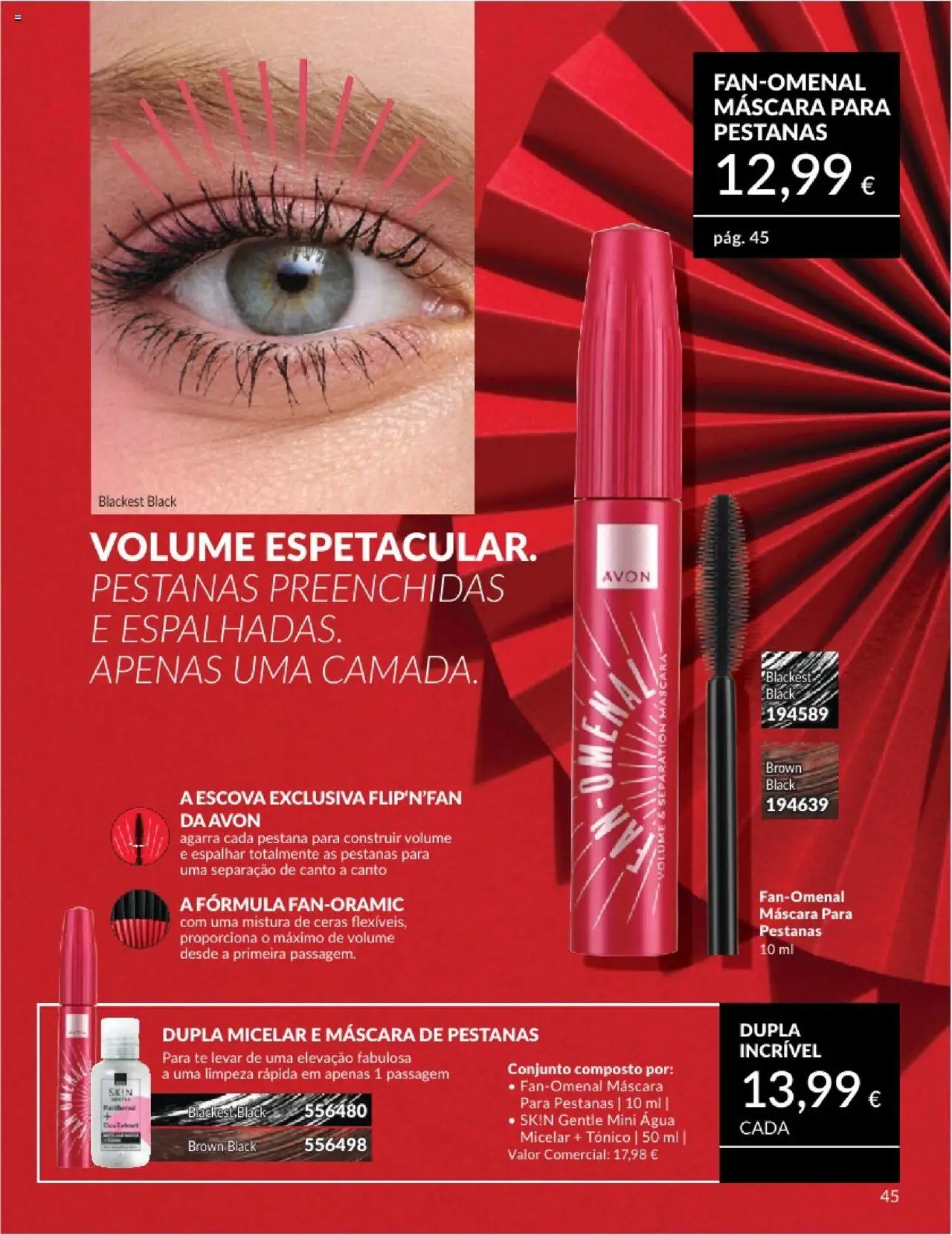 Catálogo Avon Campanha 8 │ válido de 01.08.2025 | Página: 45 | Produtos: Agua, Máscara de pestanas, Água micelar