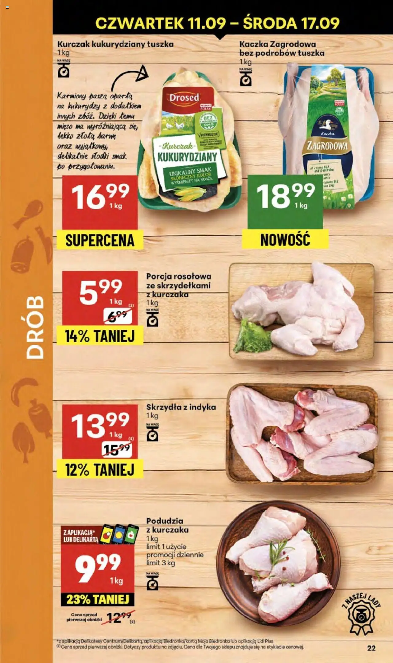 Delikatesy Centrum Gazetka od 11.09.2025 | Strona: 22 | Produkty: Kurczak, Mięso, Kaczka, Delikatesy