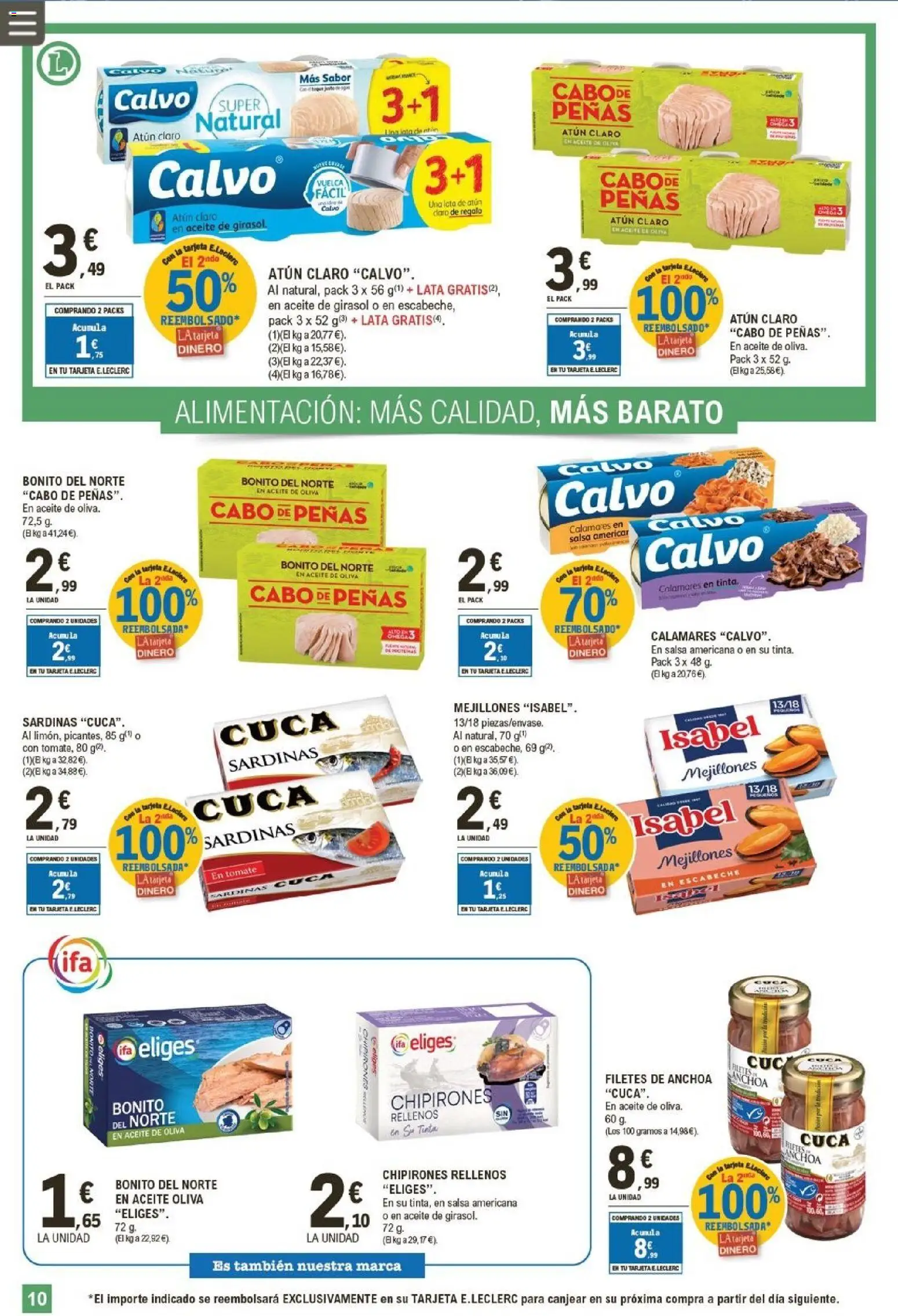 E.Leclerc folleto │ válido desde el 07.01.2026 | Página: 10 | Productos: Aceite, Aceite de girasol, Anchoa, Atún claro