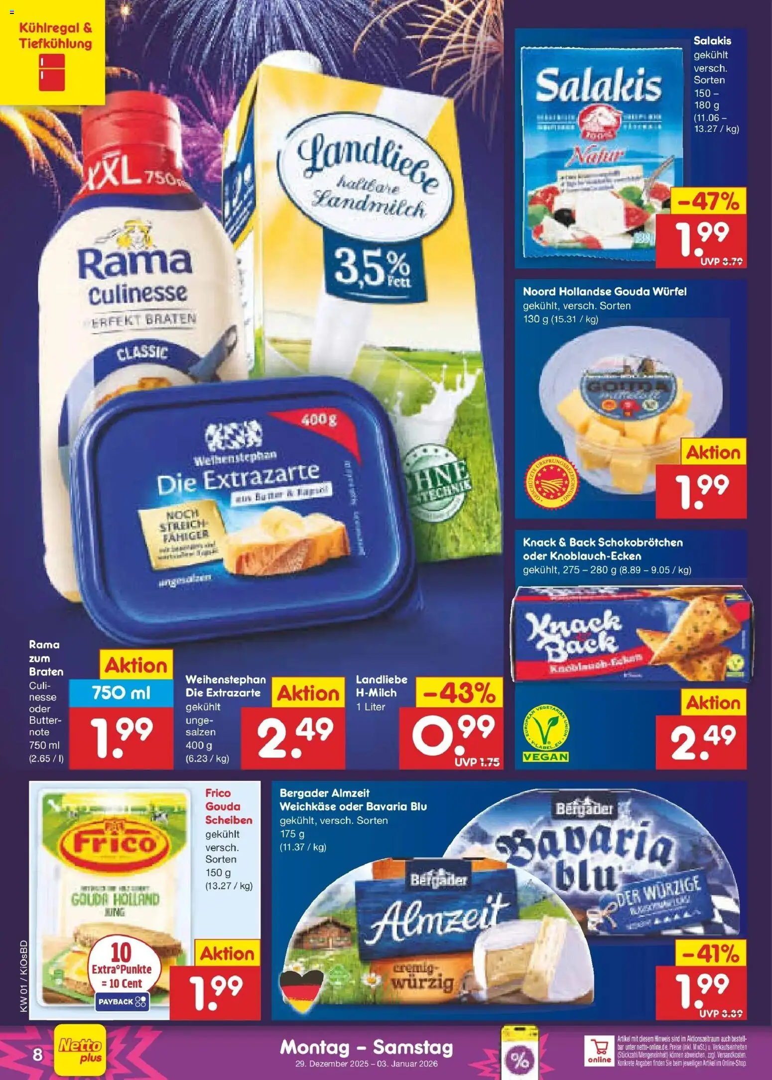 Netto Marken-Discount prospekt Mistelbach	 – gültig ab 28.12.2025 | Seite: 8 | Produkte: Rama, Butter, Gouda, Salakis