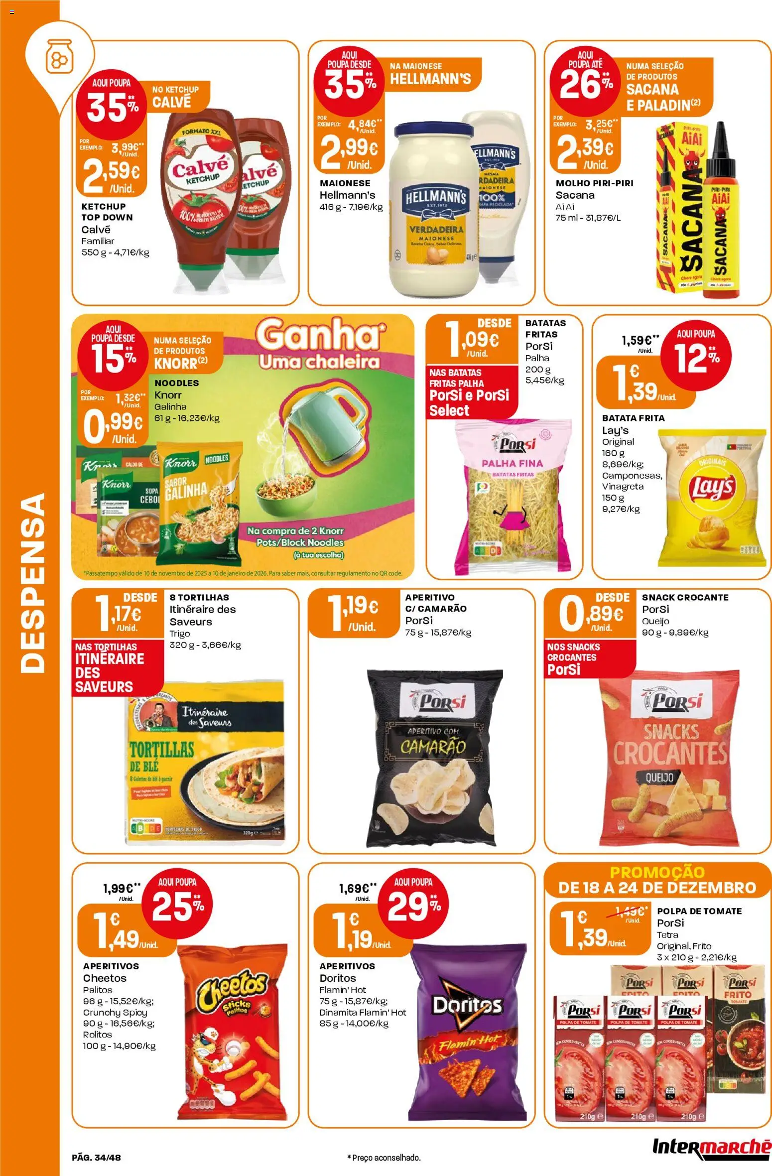 Intermarché folheto │ válido de 18.12.2025 | Página: 34 | Produtos: Batata frita, Camarão, Sopa, Queijo