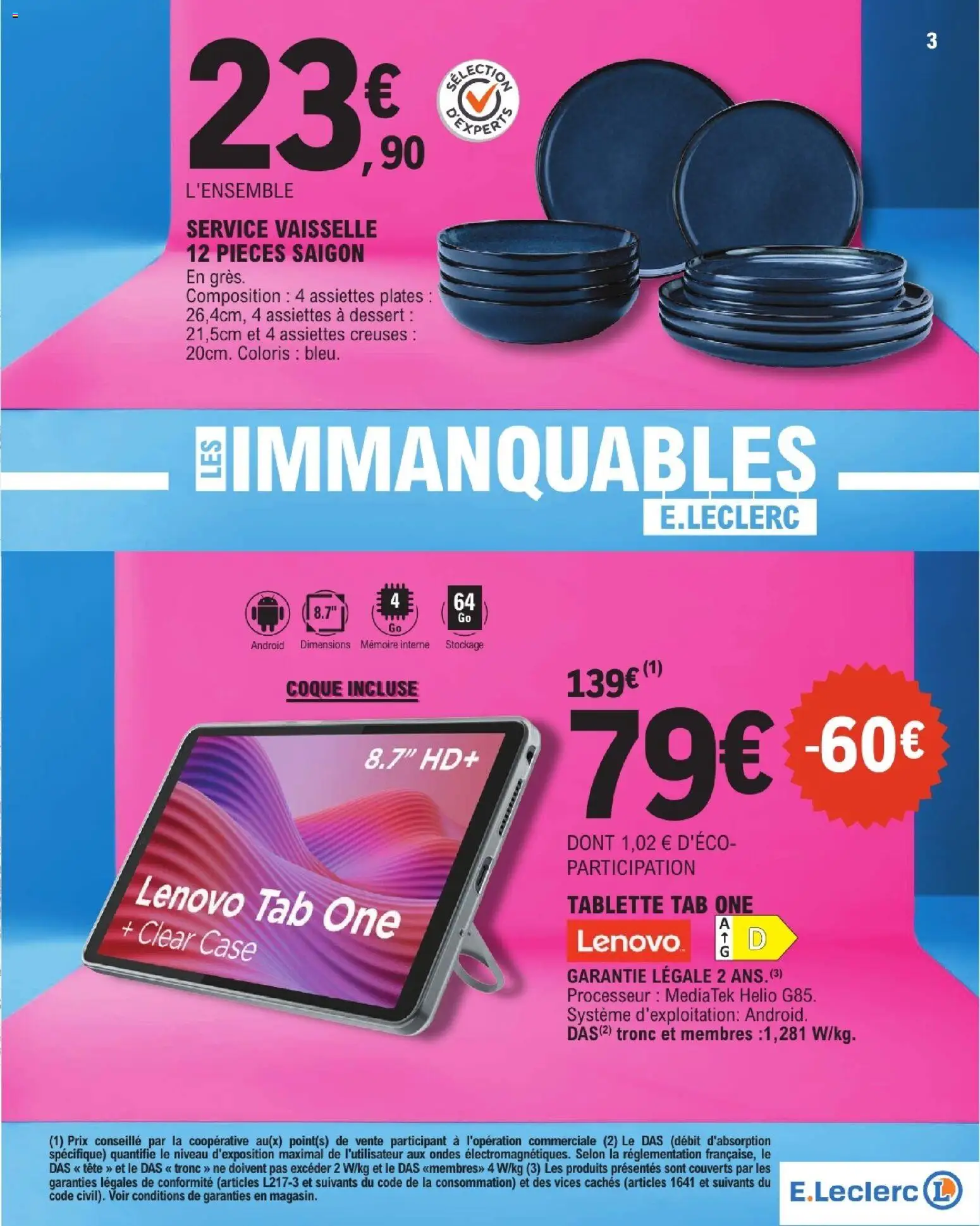 {H1} | Page: 3 | Produits: Tablette, Service vaisselle