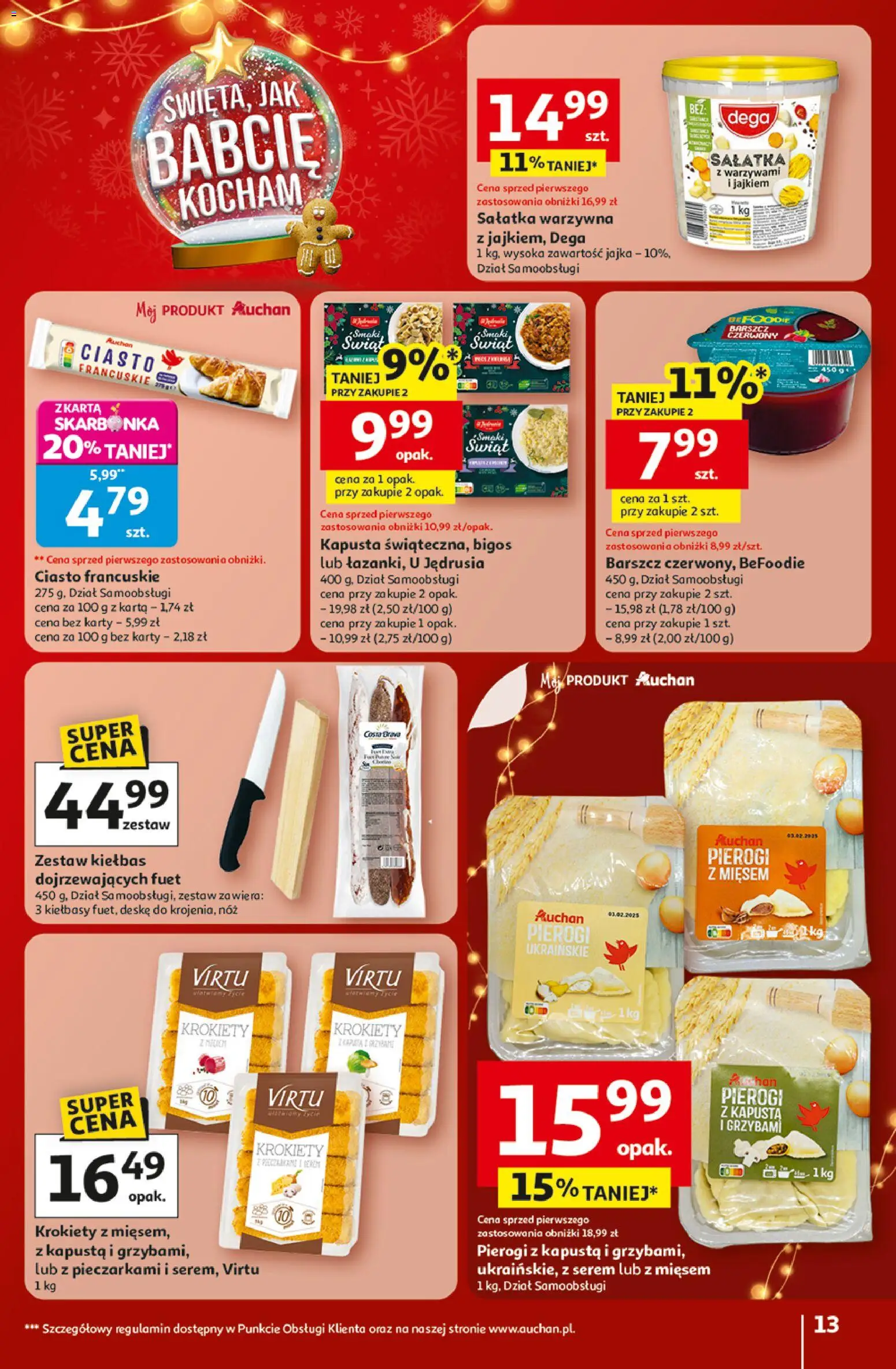 Auchan Gazetka - Święta jak babcię kocham Hipermarket od 18.12.2025 | Strona: 13 | Produkty: Pierogi, Ciasto francuskie, Ciasto, Jajka