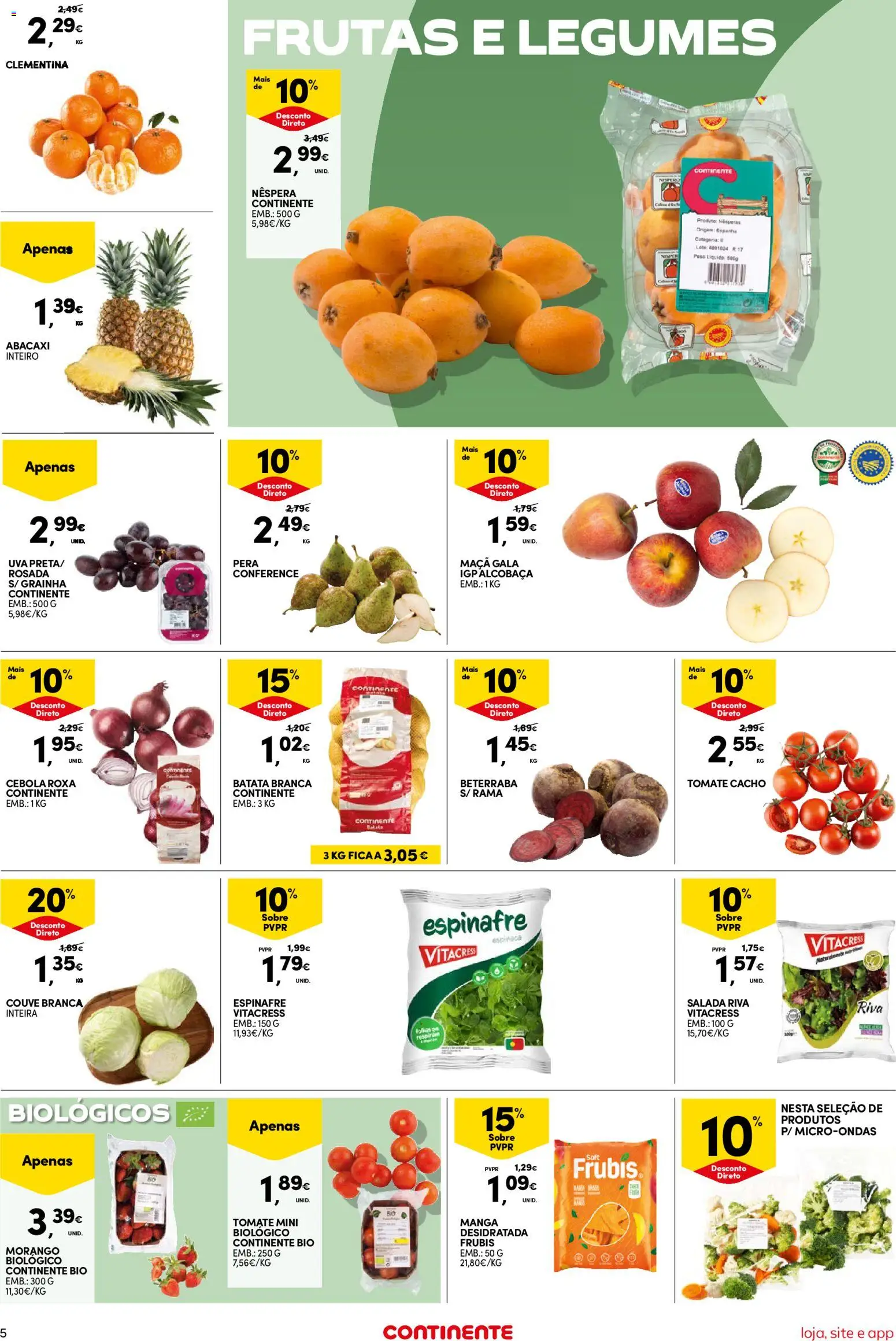 Continente Semanal Continente Bom Dia │ válido de 21.04.2026 | Página: 5 | Produtos: Batata, Maça, Abacaxi, Salada