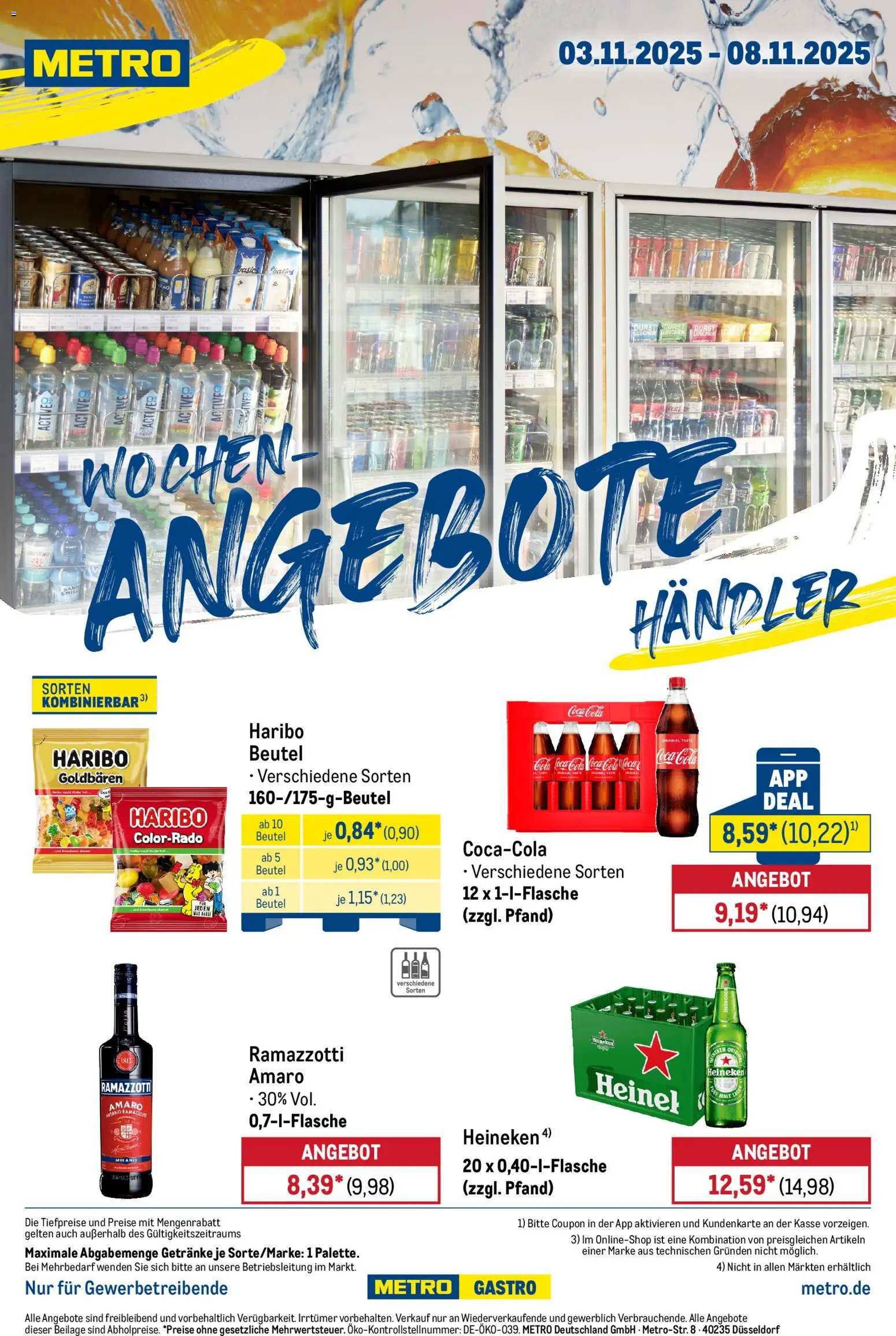 Metro Wochen-Angebote Händler – gültig ab 03.11.2025 | Seite: 1 | Produkte: Haribo, Cola, Heineken, Ramazzotti
