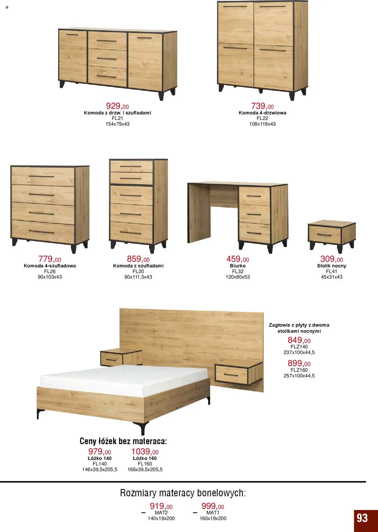 Bodzio Katalog od 01.07.2025 | Strona: 93 | Produkty: Łóżko, Komoda, Stolik nocny, Biurko