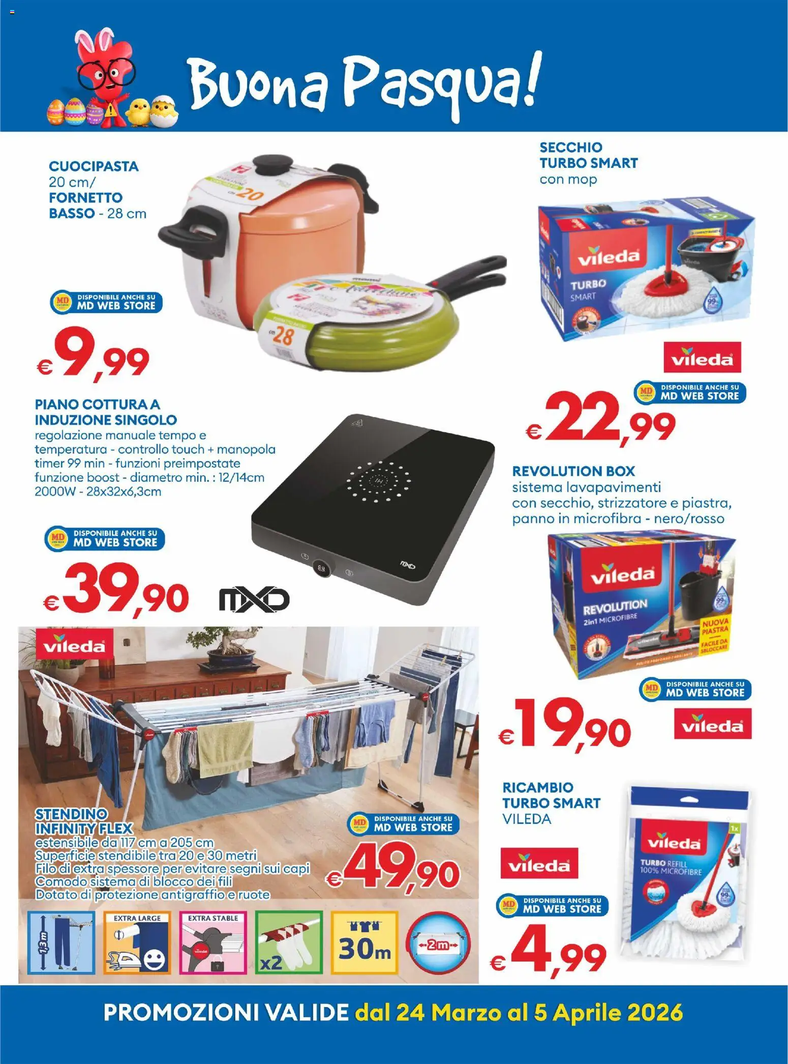 Volantino MD Discount del 24.03.2026 | Pagina: 18 | Prodotti: Fornetto, Piano cottura, Secchio, Stendino