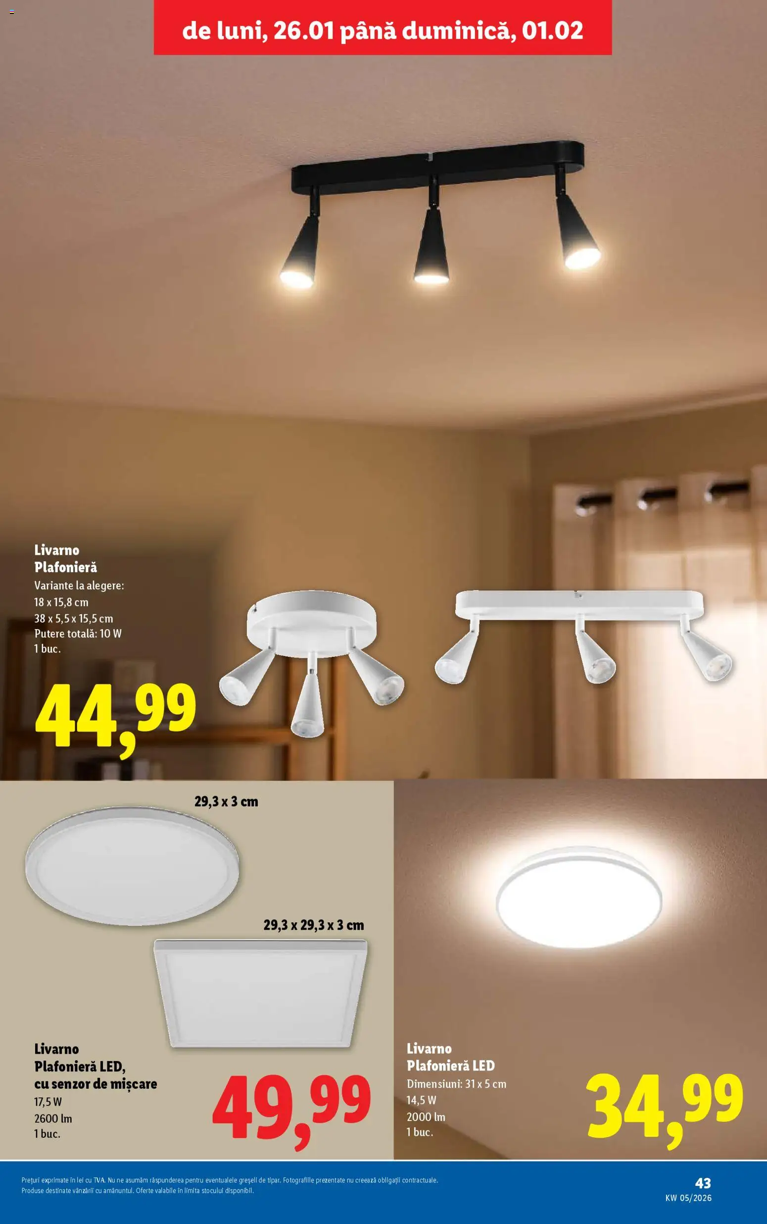 Noul catalog Lidl – valabil de la 26.01.2026 | Pagină: 43 | Produse: T cetveli, Plafonieră, Babak