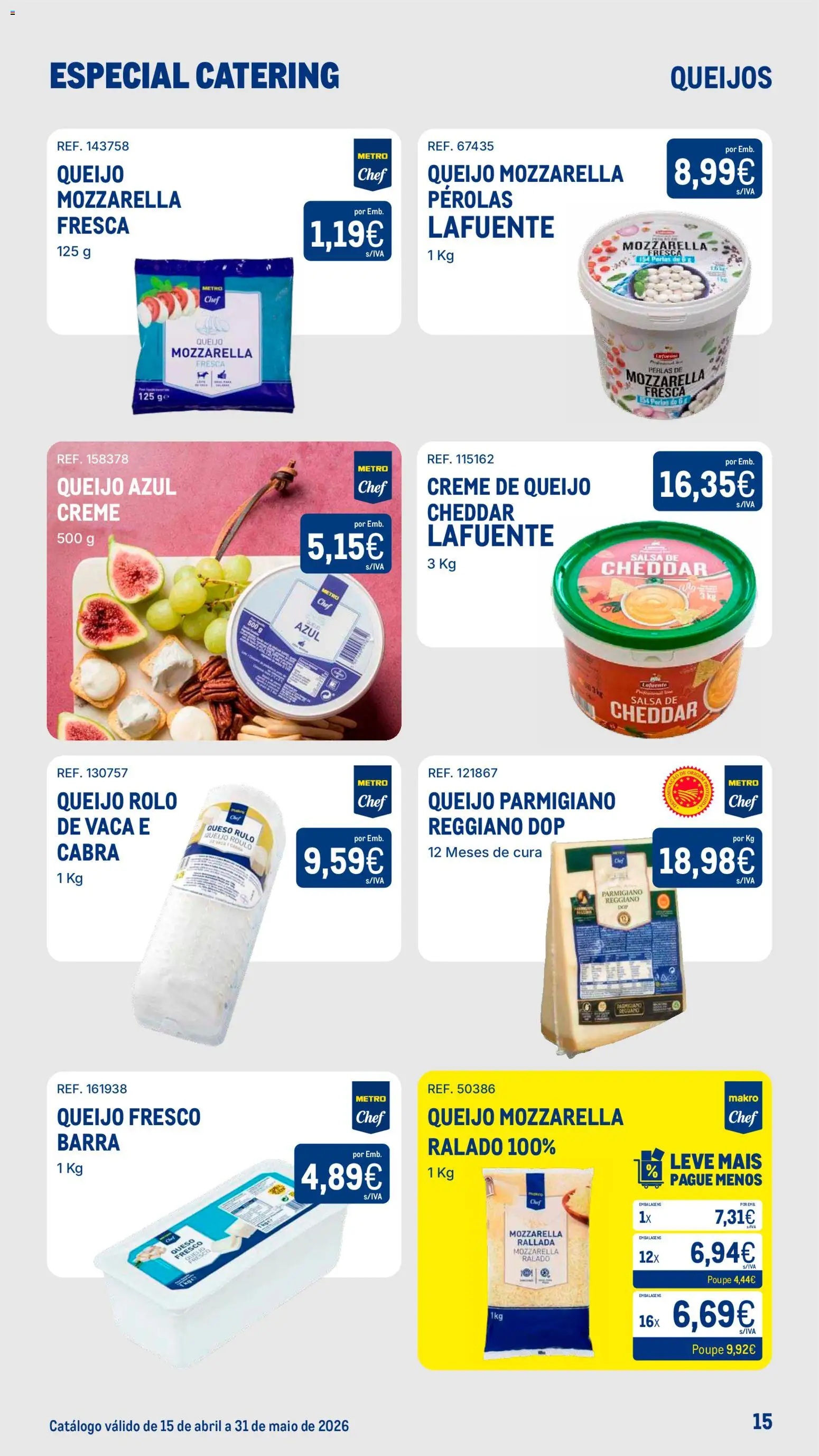 Makro Especial Catering │ válido de 15.04.2026 | Página: 15 | Produtos: Queijo, Cheddar, Creme
