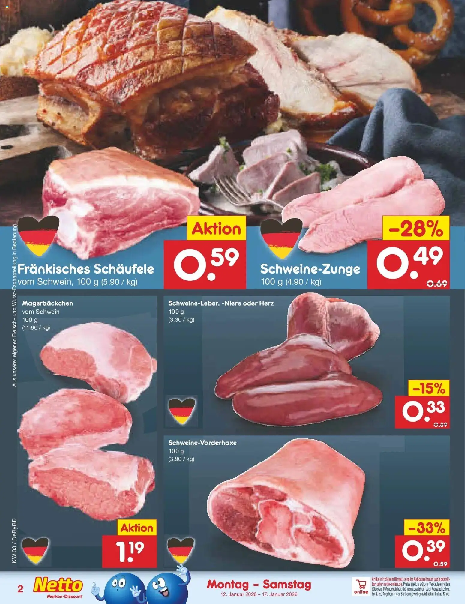 Netto Marken-Discount prospekt Buttenwiesen	 – gültig ab 12.01.2026 | Seite: 12 | Produkte: Fleisch