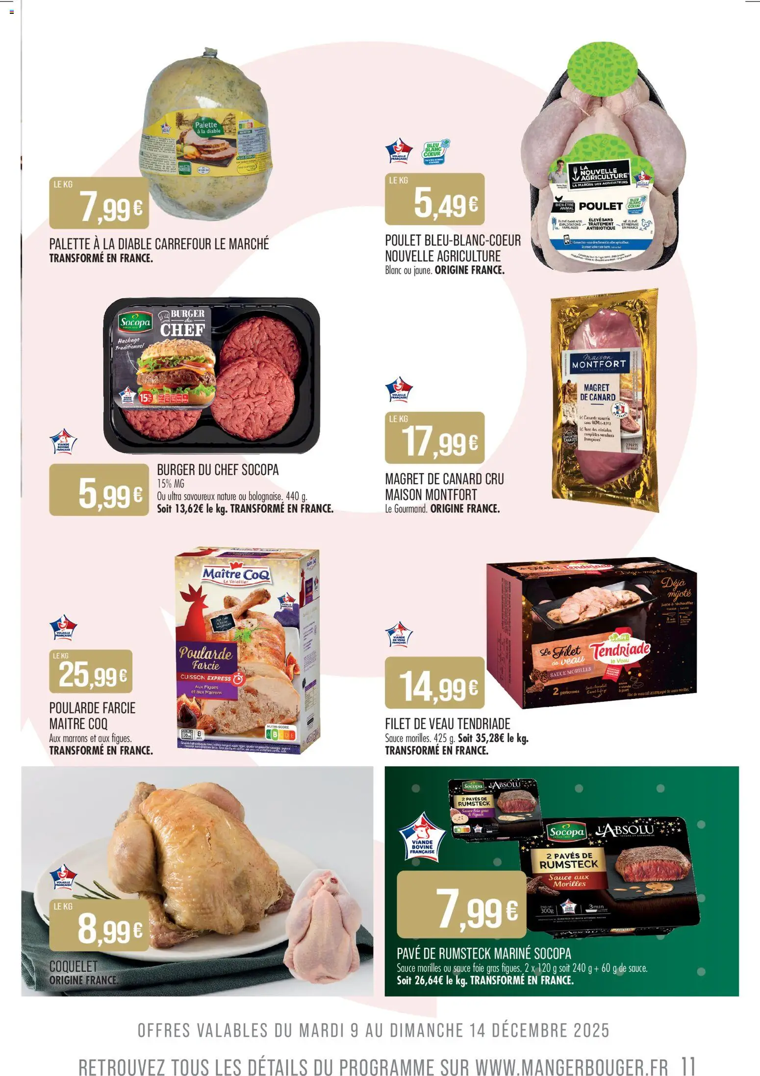 {H1} | Page: 11 | Produits: Magret de canard, Palette à la diable, Volaille, Rumsteck