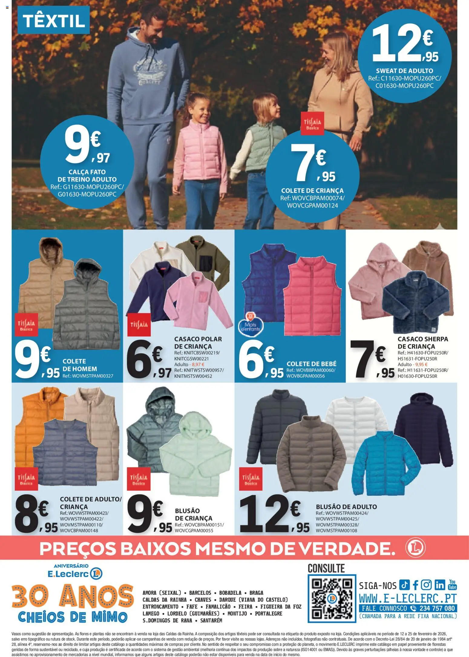 E.Leclerc Não Alimentar │ válido de 12.02.2026 | Página: 12 | Produtos: Flores, Colete, Calça, Fato
