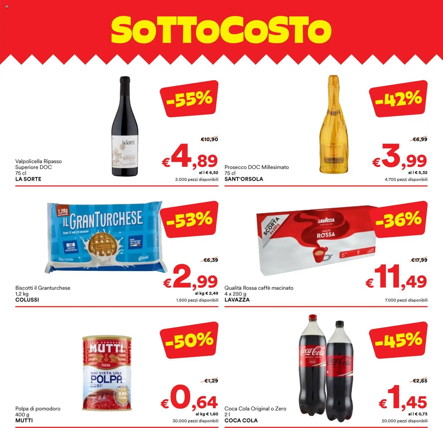 Volantino Unes del 26.02.2026 | Pagina: 3 | Prodotti: Caffè, Biscotti, Mutti, Coca Cola