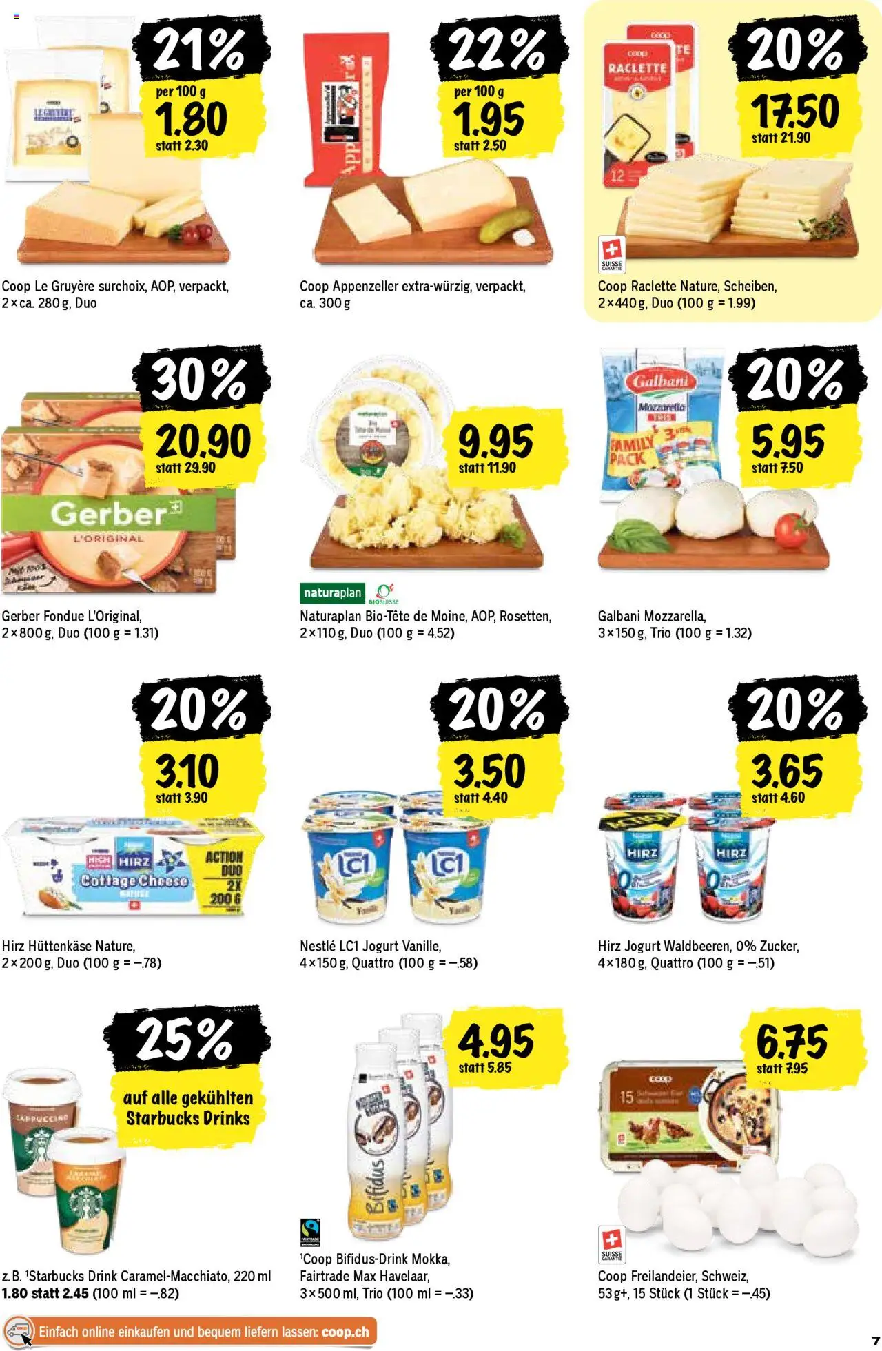 Coop Aktionen – gültig ab 25.09.2025 | Seite: 7 | Produkte: Hüttenkäse, Raclette, Fondue