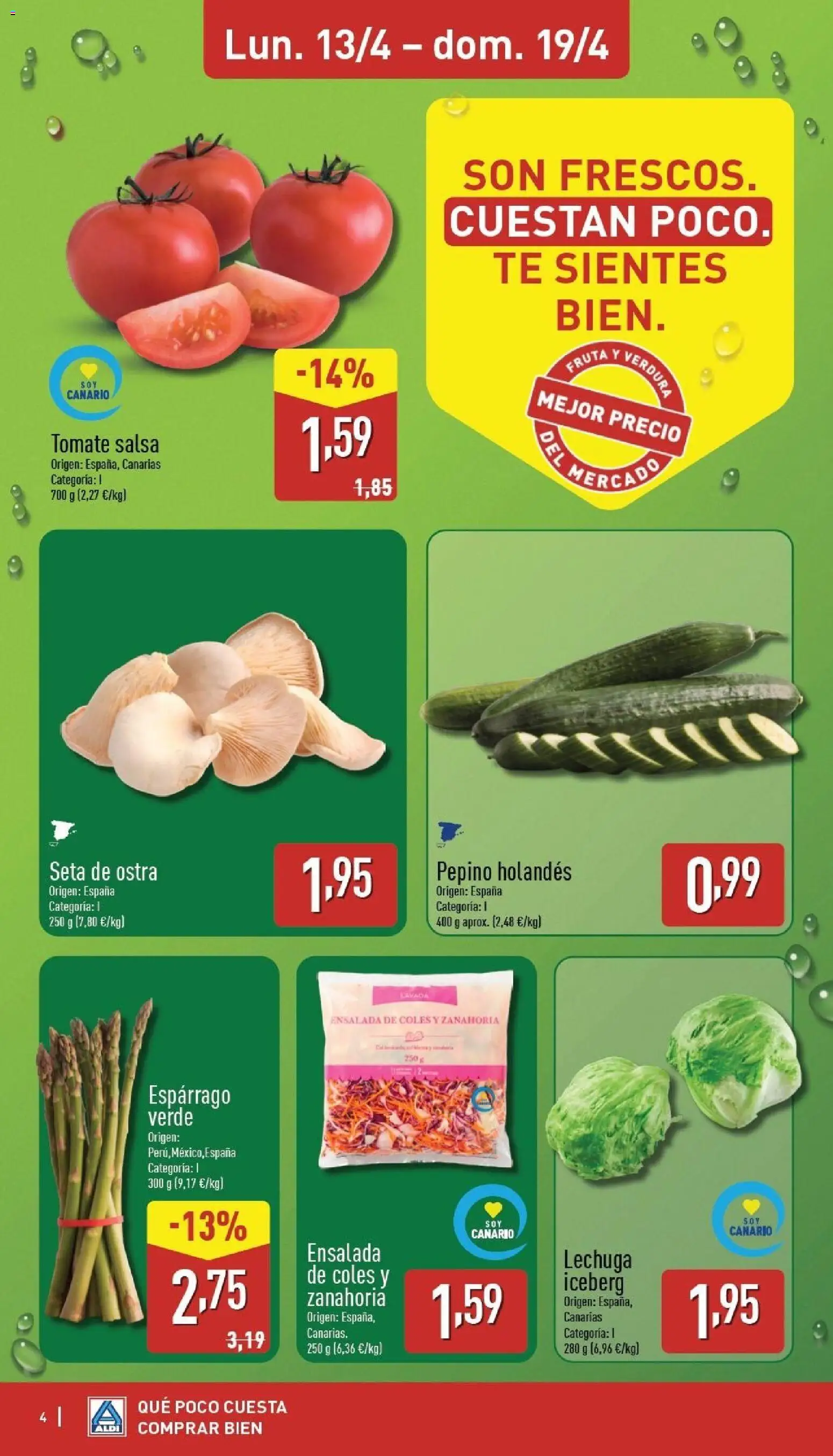 Aldi folleto Canarias │ válido desde el 13.04.2026 | Página: 4 | Productos: Στιγμιαίος καφές, Zanahoria, Té, Ensalada