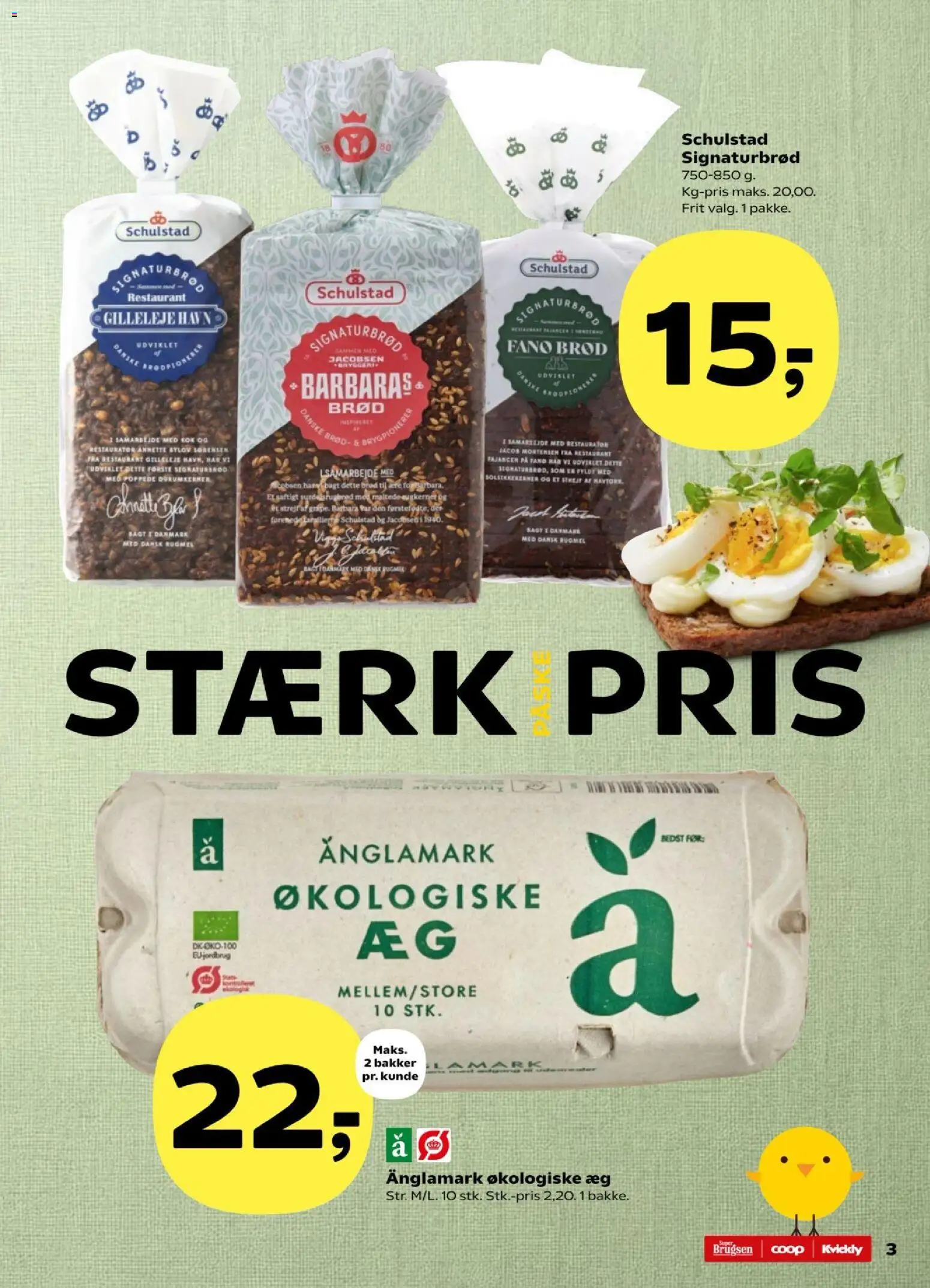 Kvickly tilbudsavis – gyldig fra 27.03.2026 | Side: 3 | Produkter: Æg, Brød, Solsikkekerner, Søm