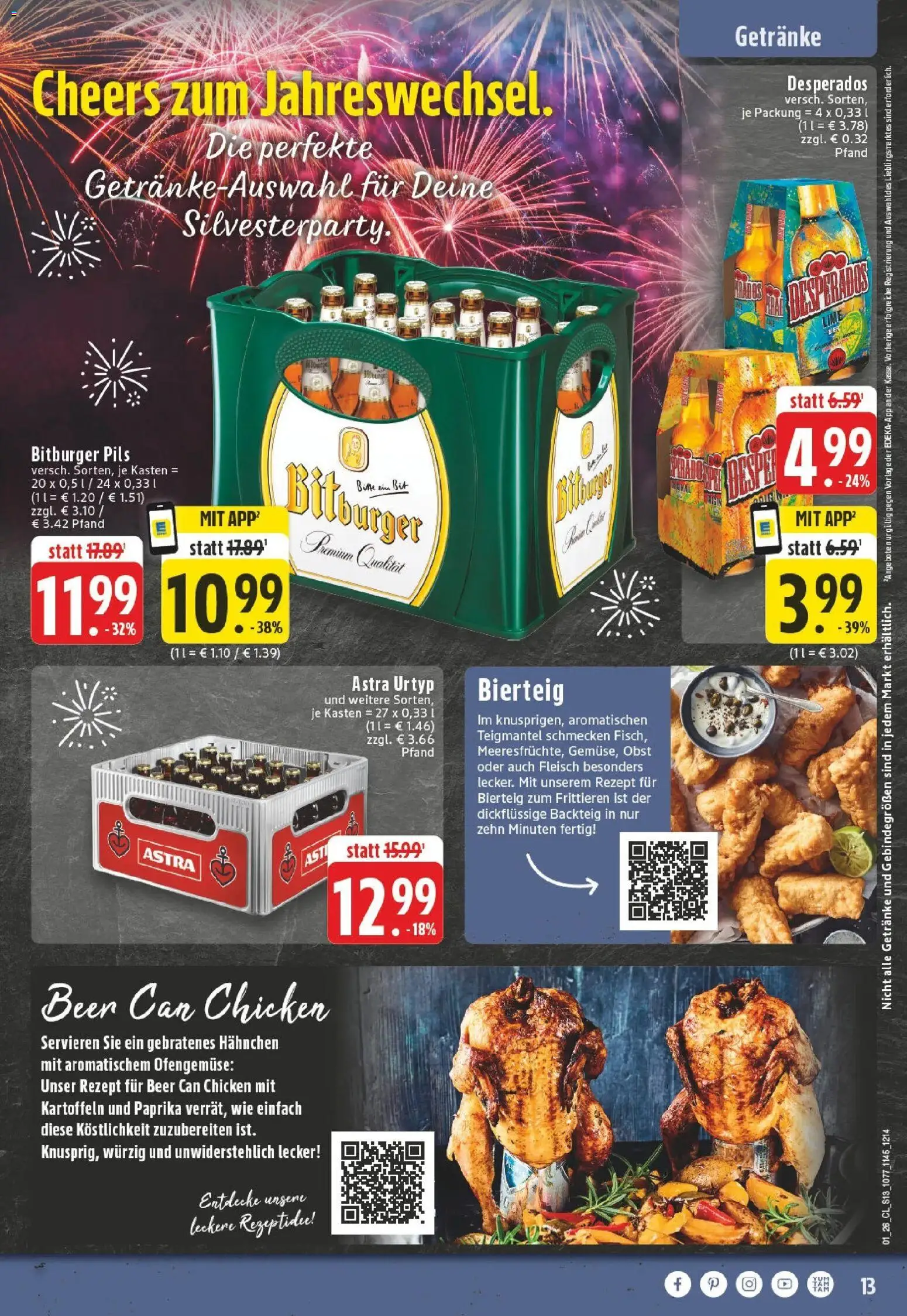 Edeka prospekt Herne	 – gültig ab 28.12.2025 | Seite: 13 | Produkte: Bitburger, Hahnchen, Kartoffeln, Fleisch
