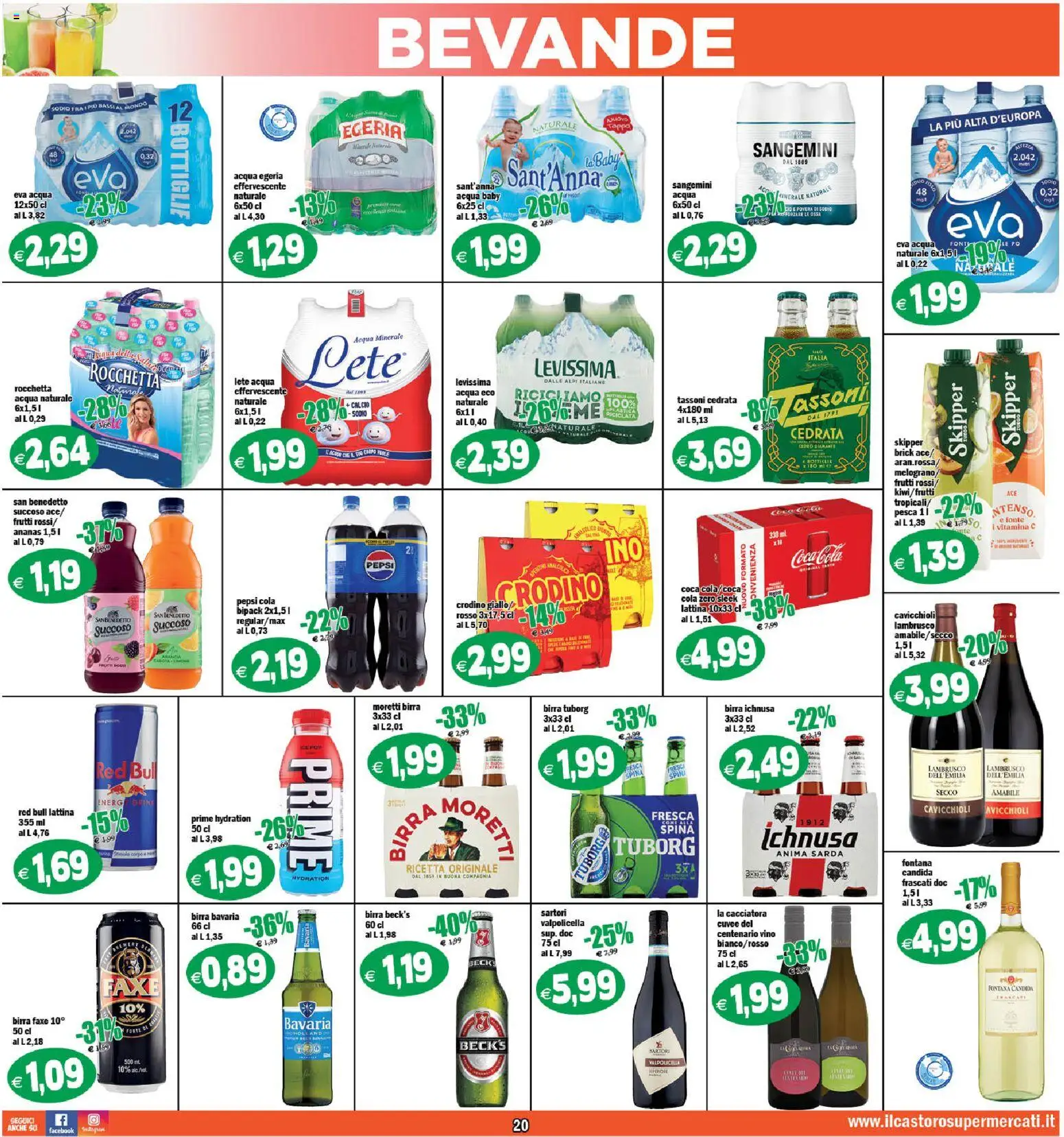 Volantino Il Castoro del 27.11.2025 | Pagina: 20 | Prodotti: Vino, Ananas, Acqua naturale, Coca Cola