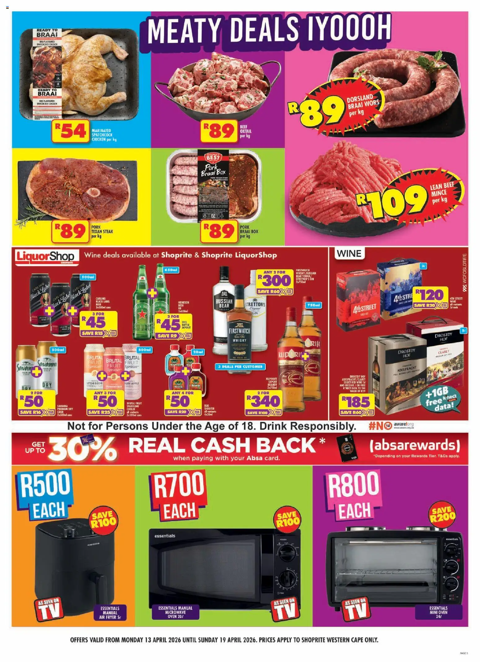 New Shoprite catalogue – valid from 13.04.2026 | Page: 5 | Products: Microwave oven, Fryer, Air fryer, Fruit