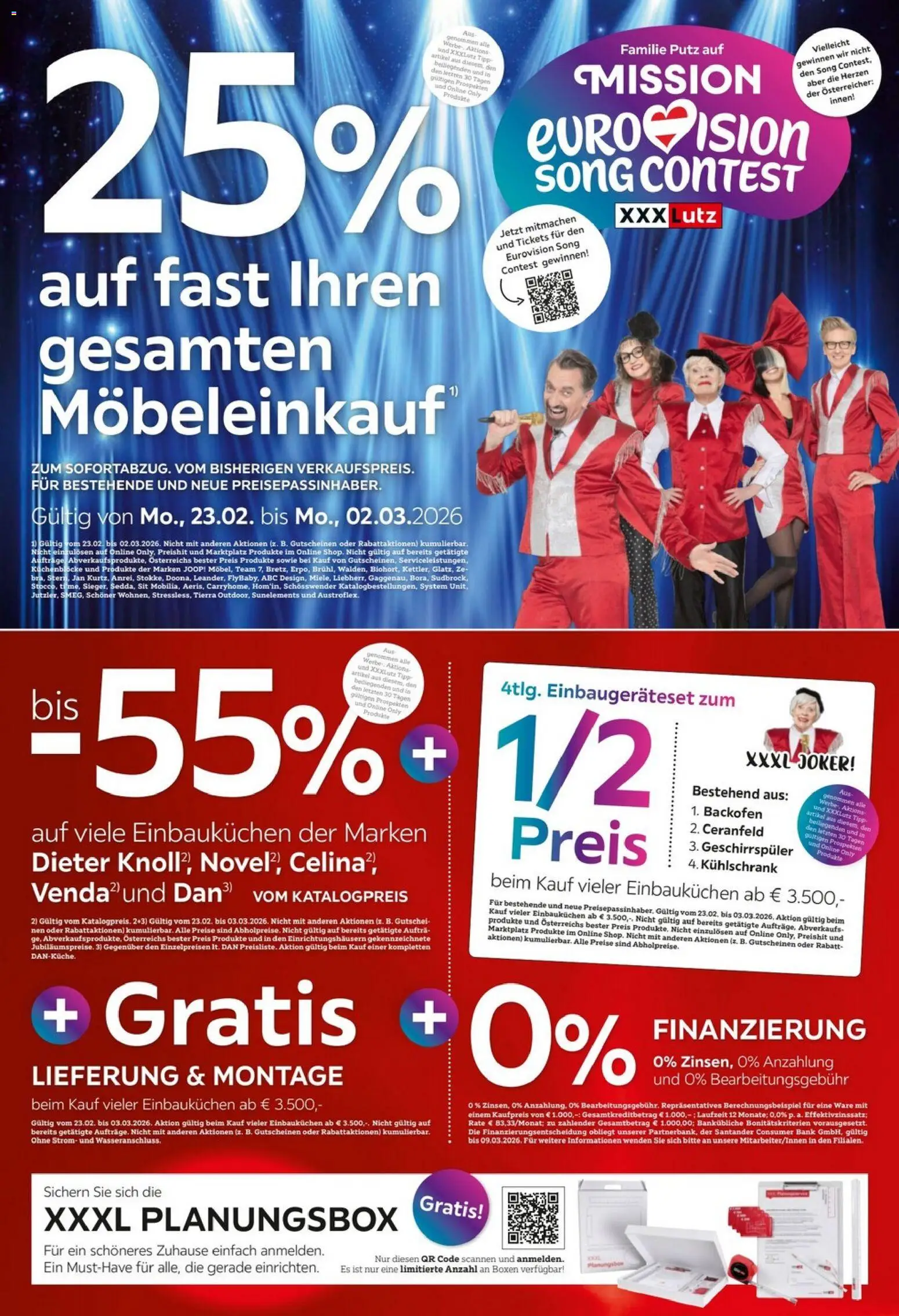 XXXLutz Mission Eurovision Song Contest gültig ab 24.02.2026 | Seite: 2 | Produkte: Kühlschrank, Geschirrspüler