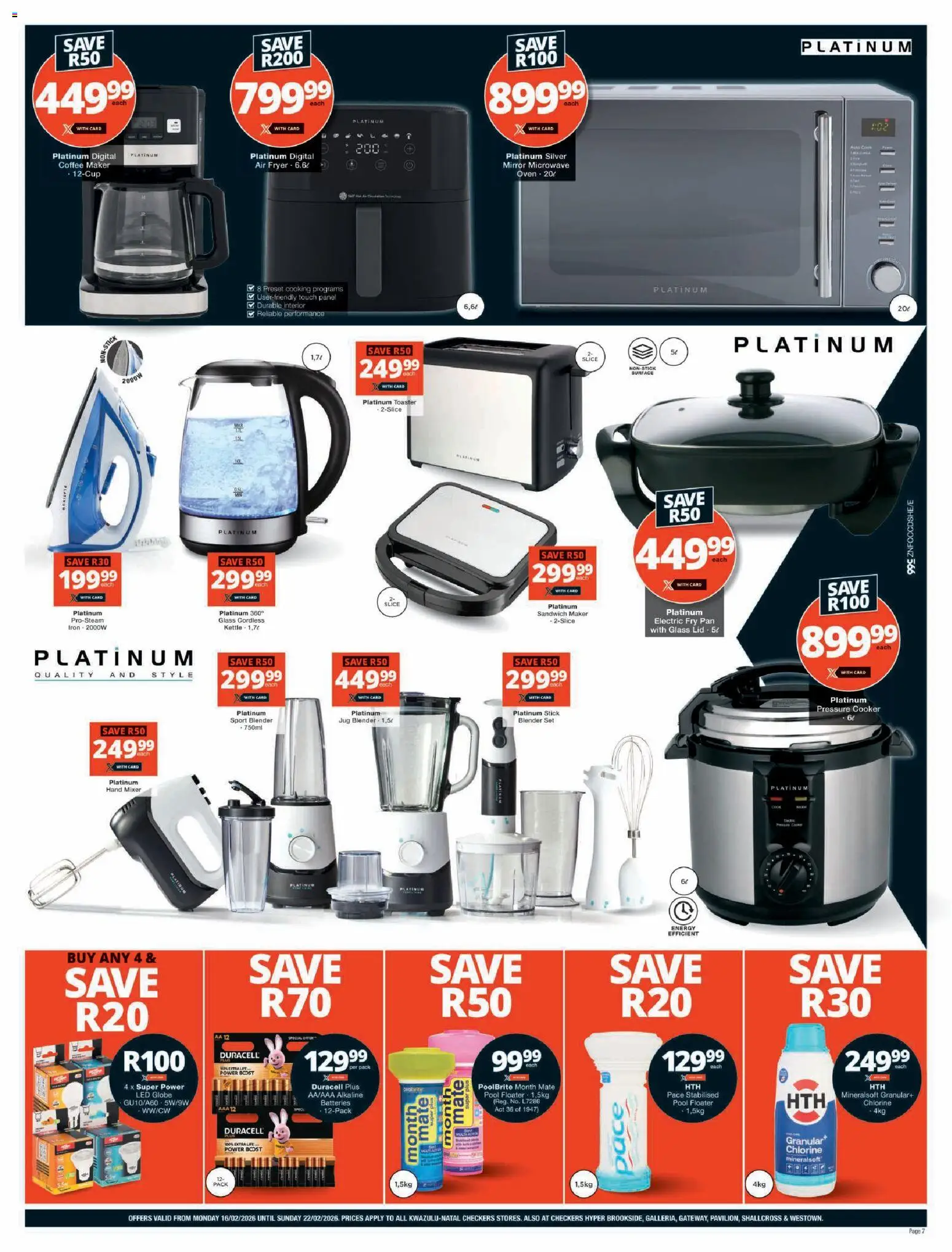 New Checkers catalogue – valid from 16.02.2026 | Page: 7 | Products: Globe, Toaster, Mirror, Coffee