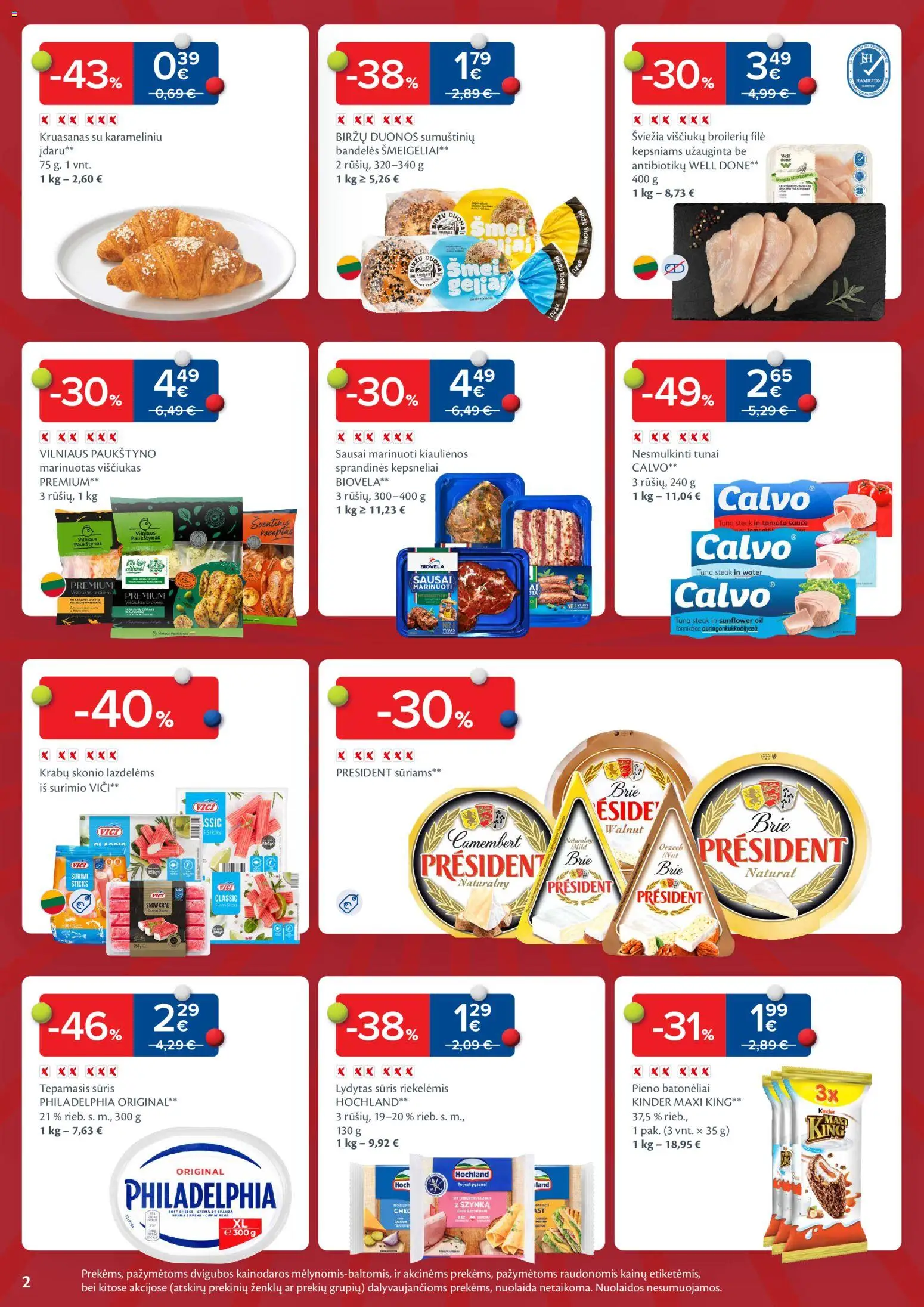 MAXIMA akcijos nuo 03.02.2026 | Puslapis: 2 | Prekių: Kiaulienos, Bandelės, Viščiukas, Lydytas sūris
