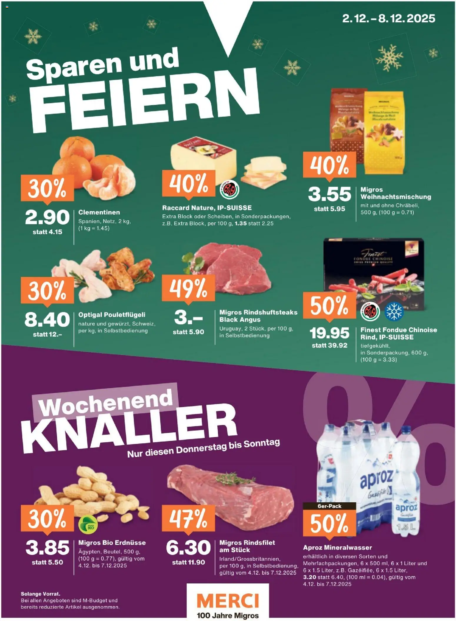 Migros Magazin – gültig ab 02.12.2025 | Seite: 72 | Produkte: Erdnüsse, Mineralwasser, Fondue