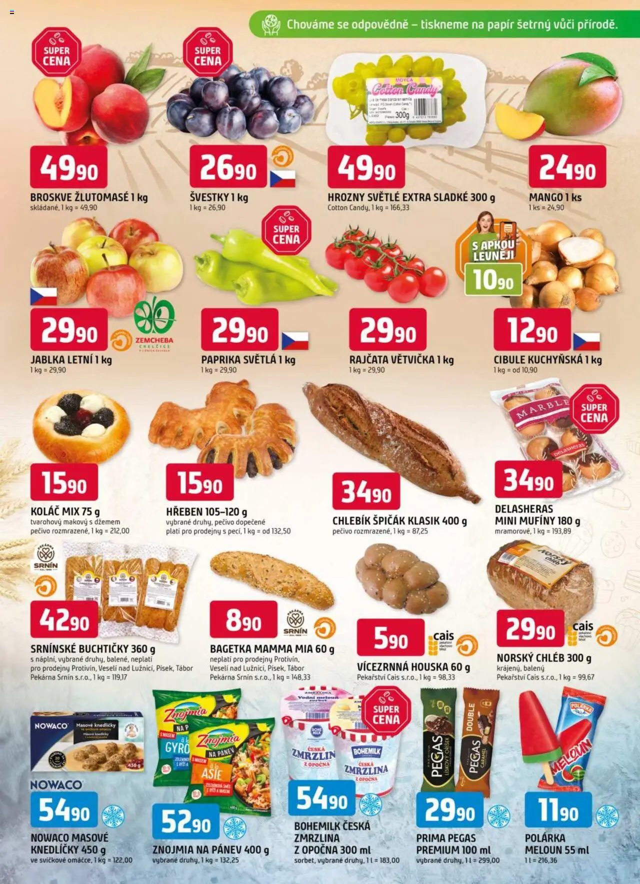 Trefa leták od 20.08.2025 | Strana: 3 | Produkty: Meloun, Švestky, Jablka, Broskve