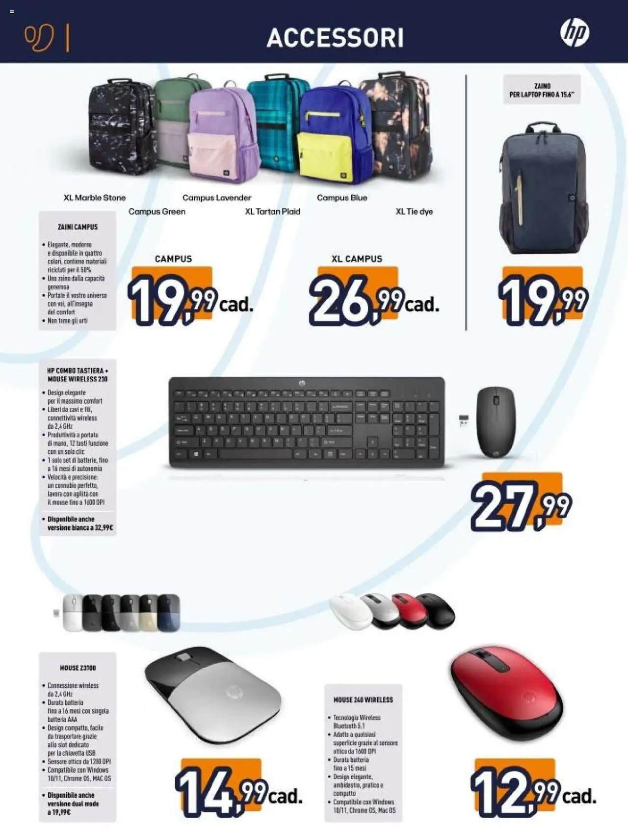Volantino Unieuro del 13.10.2025 | Pagina: 10 | Prodotti: Zaino, Tastiera, USB, Batteria