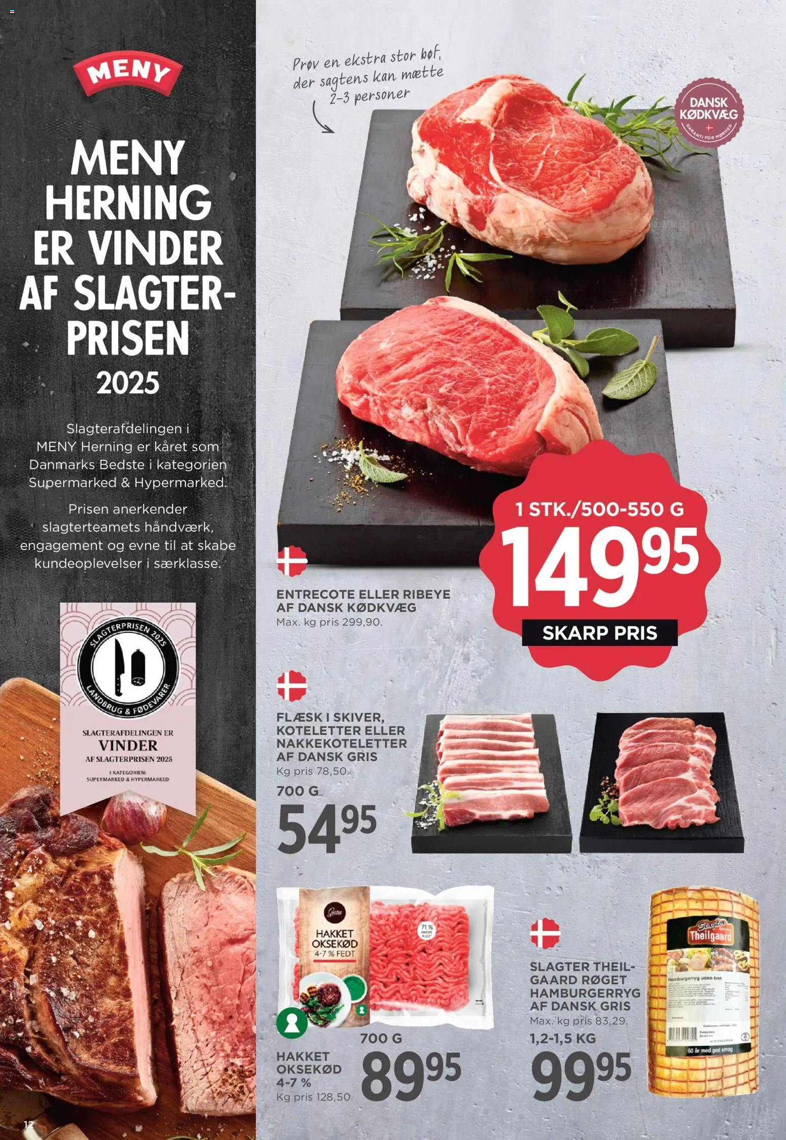Meny tilbudsavis – gyldig fra 06.02.2026 | Side: 14 | Produkter: Koteletter, Oksekød, Entrecote, Søm