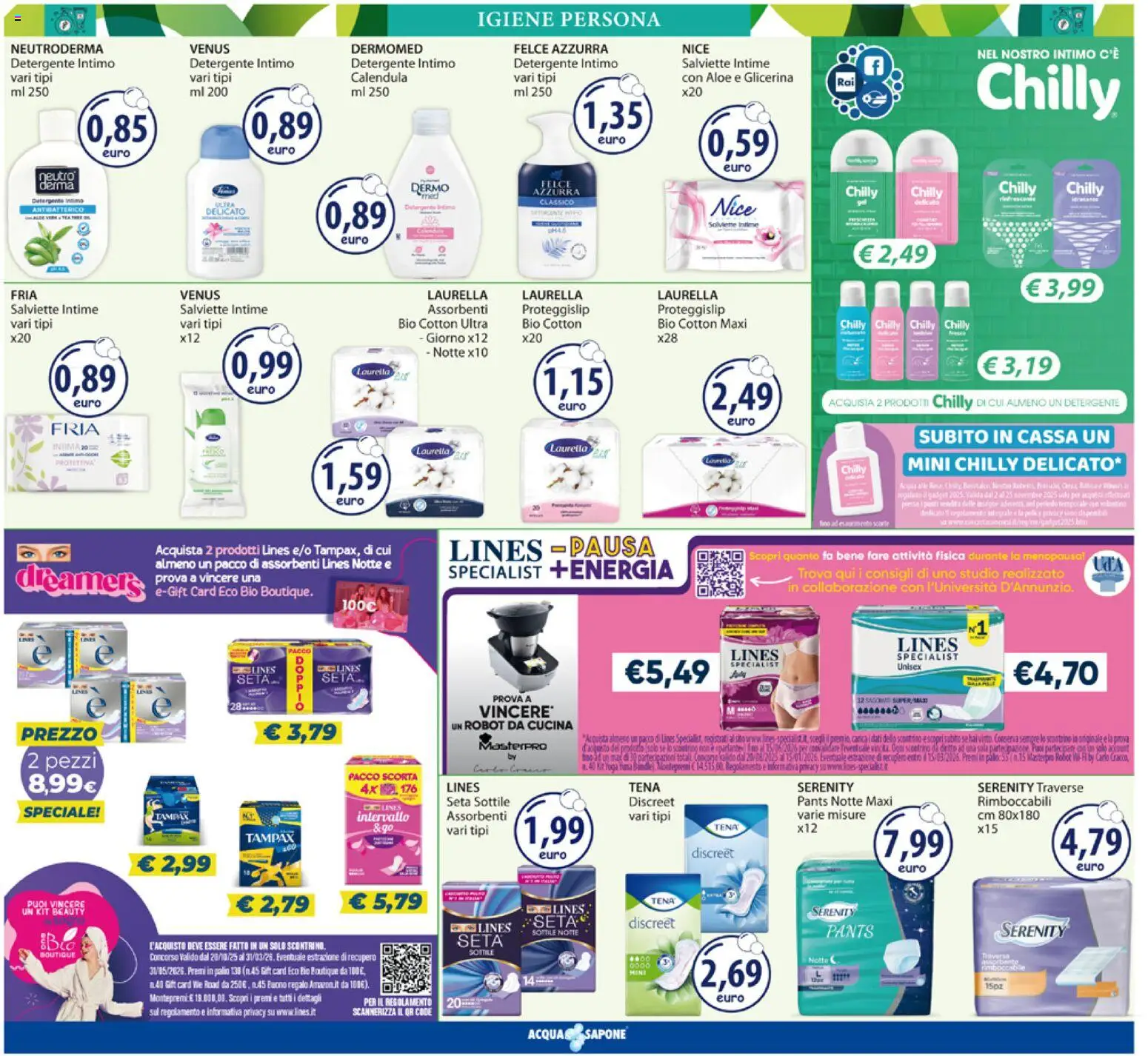 Volantino Acqua e Sapone del 03.11.2025 | Pagina: 12 | Prodotti: Detergente intimo, Detergente, Intimo, The