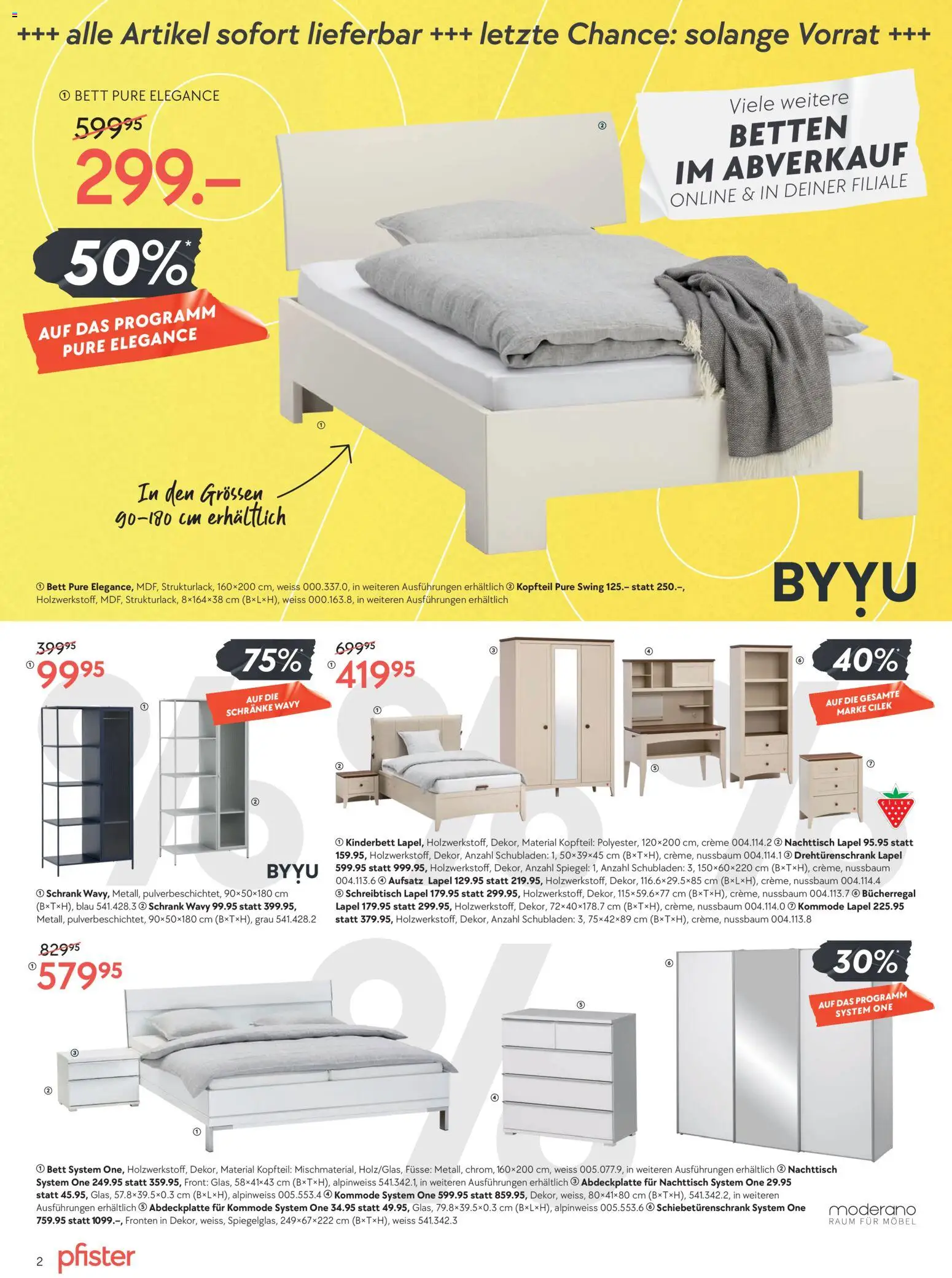 Pfister Aktionen – gültig ab 27.01.2026 | Seite: 2 | Produkte: Schrank, Spiegel, Drehtürenschrank, Bücherregal