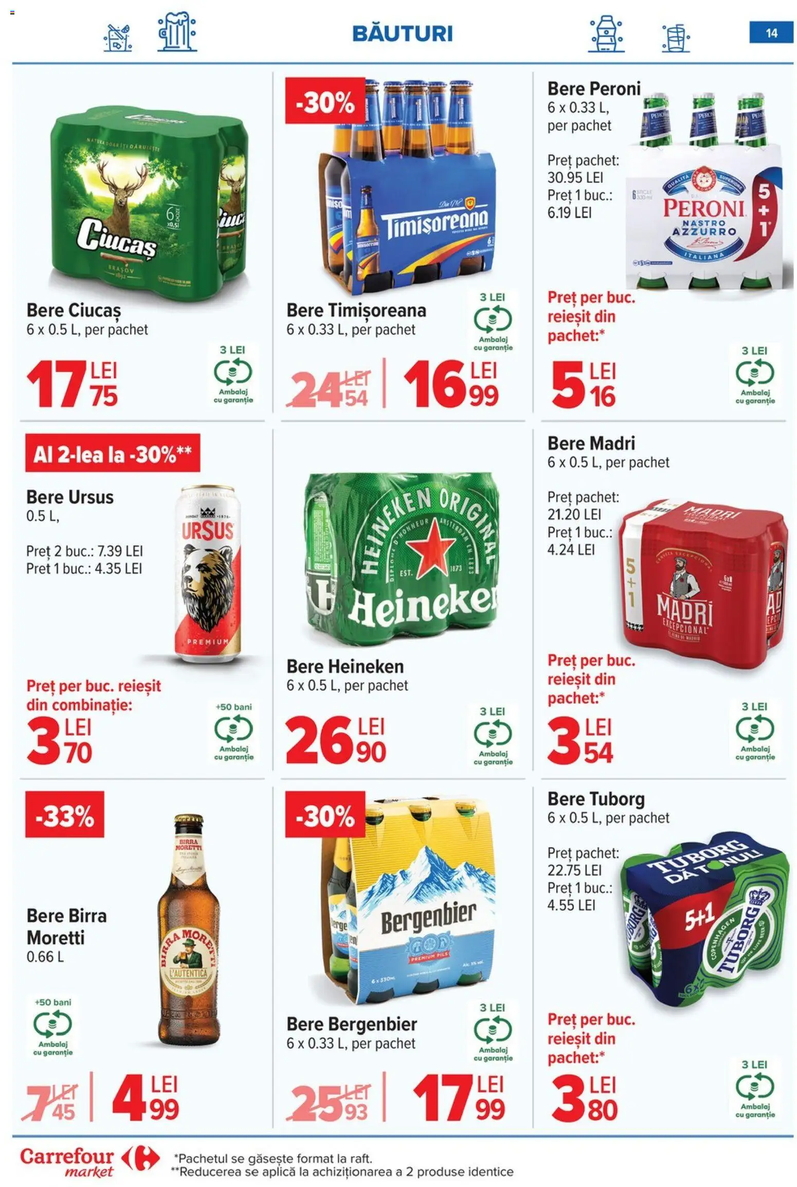 Noul catalog Carrefour – valabil de la 14.01.2026 | Pagină: 15 | Produse: Bere, Plastik Kulübe