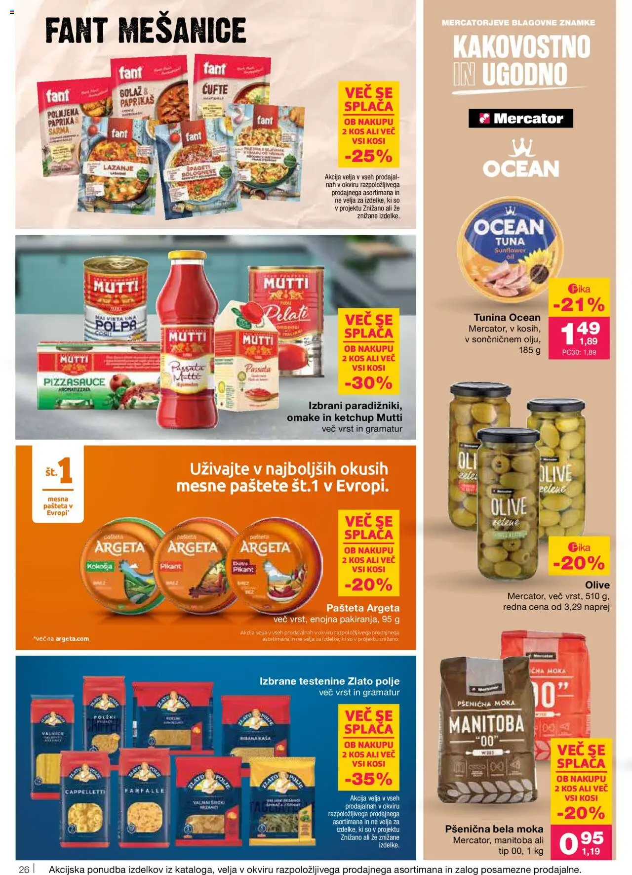 Novi Mercator katalog ponudbe – veljaven od 02.10.2025 | Stran: 26 | Izdelki: Paprika, Tuna, Olive, Spageti