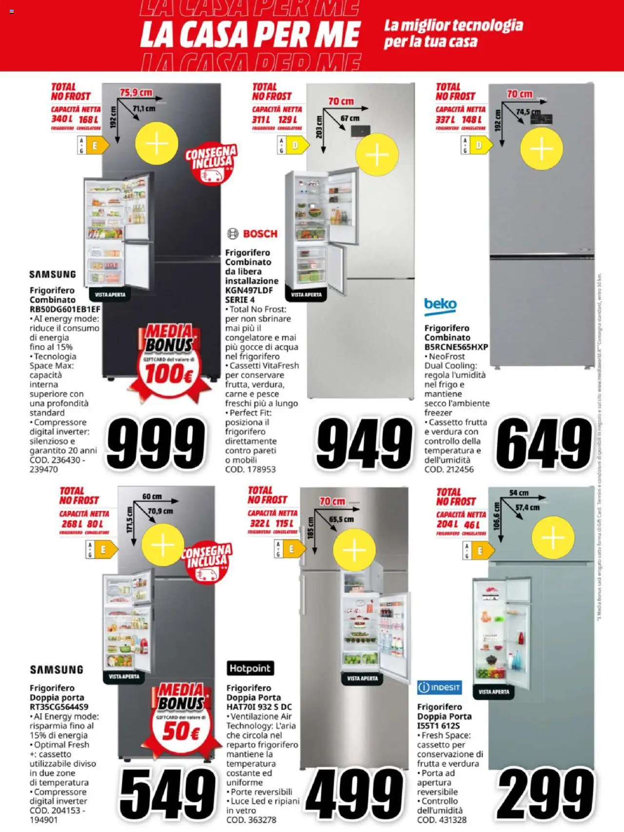 Volantino Media World del 13.10.2025 | Pagina: 12 | Prodotti: Pesce, Freezer, Frigorifero, Congelatore