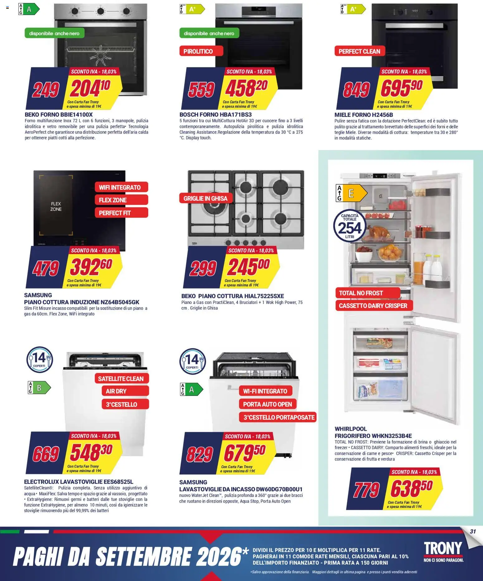 Volantino Trony del 02.04.2026 | Pagina: 31 | Prodotti: Frutta, Lavastoviglie, Frigorifero, Portaposate