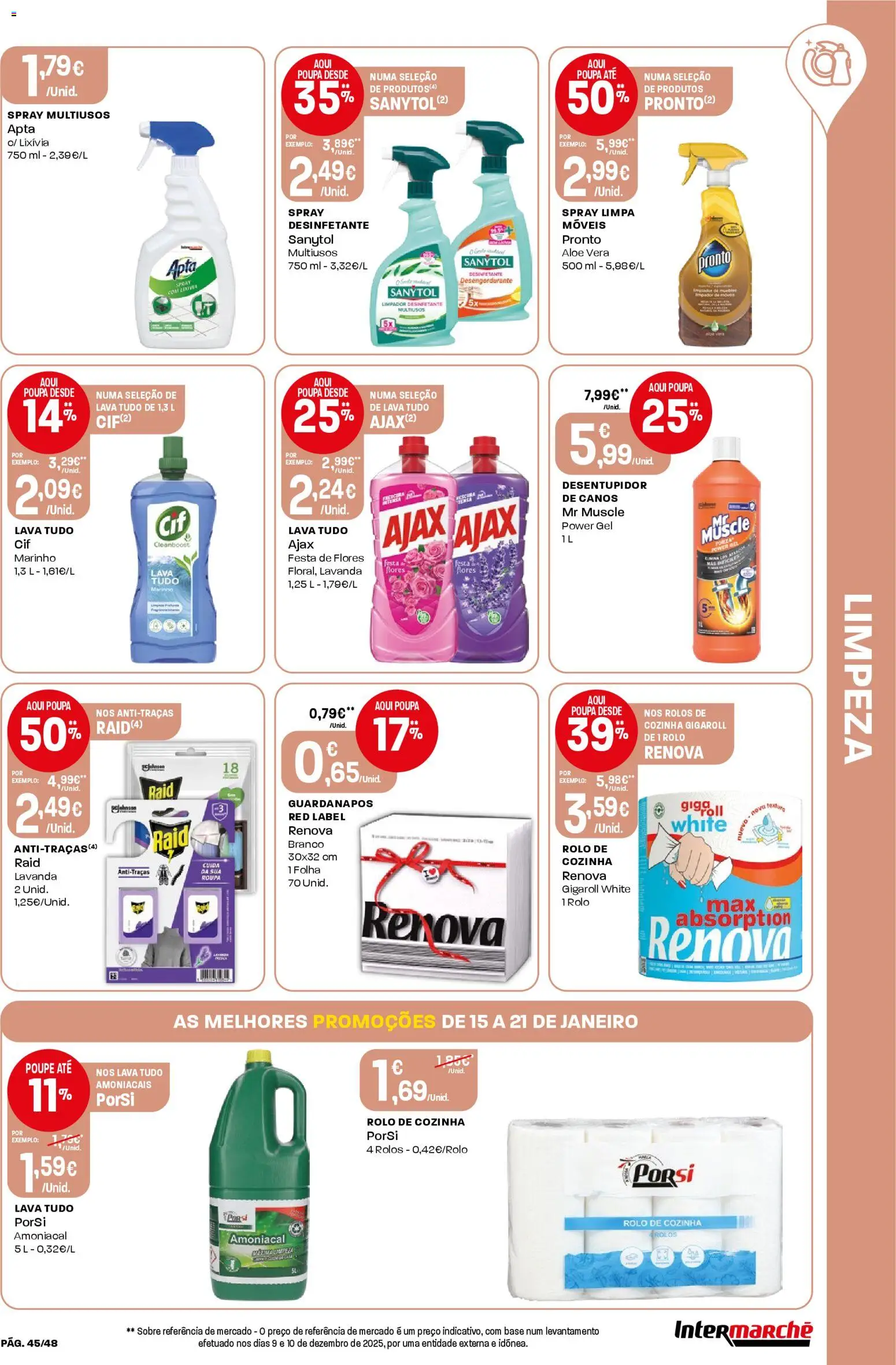 Intermarché folheto │ válido de 15.01.2026 | Página: 45 | Produtos: Flores, Guardanapos, Base, Limpa móveis