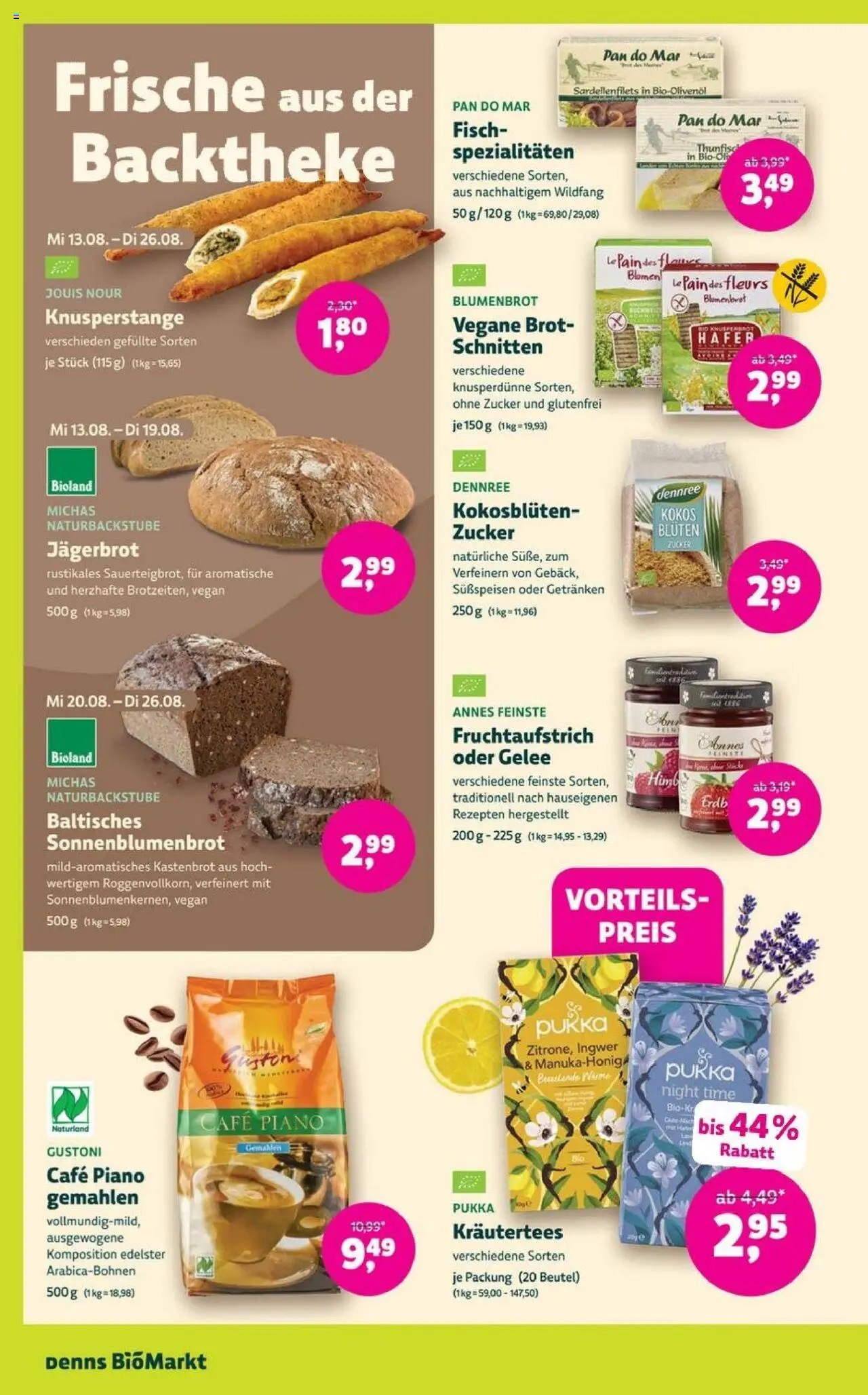 Denns BioMarkt Angebote - gültig ab dem 13.08.2025 | Seite: 8 | Produkte: Blumen, Fisch, Zucker, Brot