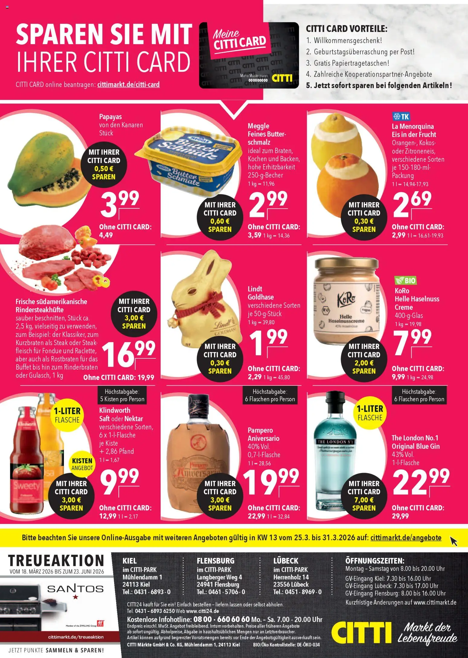 CITTI Markt Prospekt 	 – gültig ab 25.03.2026 | Seite: 24 | Produkte: Lindt, Steak, Gin, Uhr