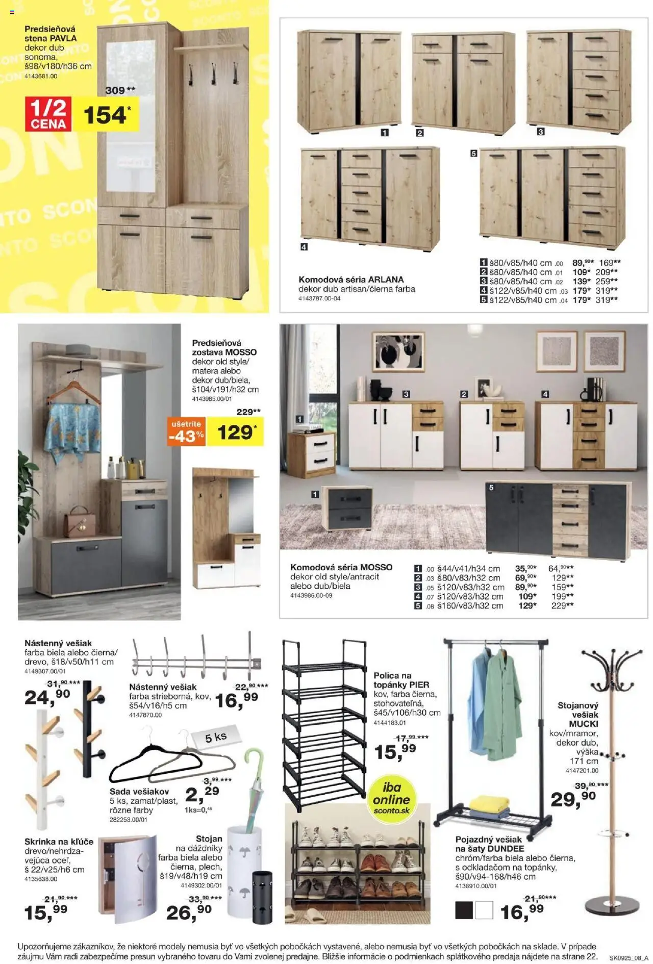 Sconto nábytok leták │ platný od 16.07.2025 | Strana: 8 | Produkty: Predsieňová zostava, Skrinka na kľúče, Vešiak, Skrinka