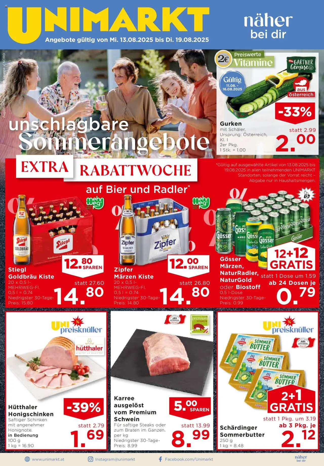 Unimarkt Nord gültig ab 13.08.2025 | Seite: 3 | Produkte: Gurken, Gemüse, Butter, Bier