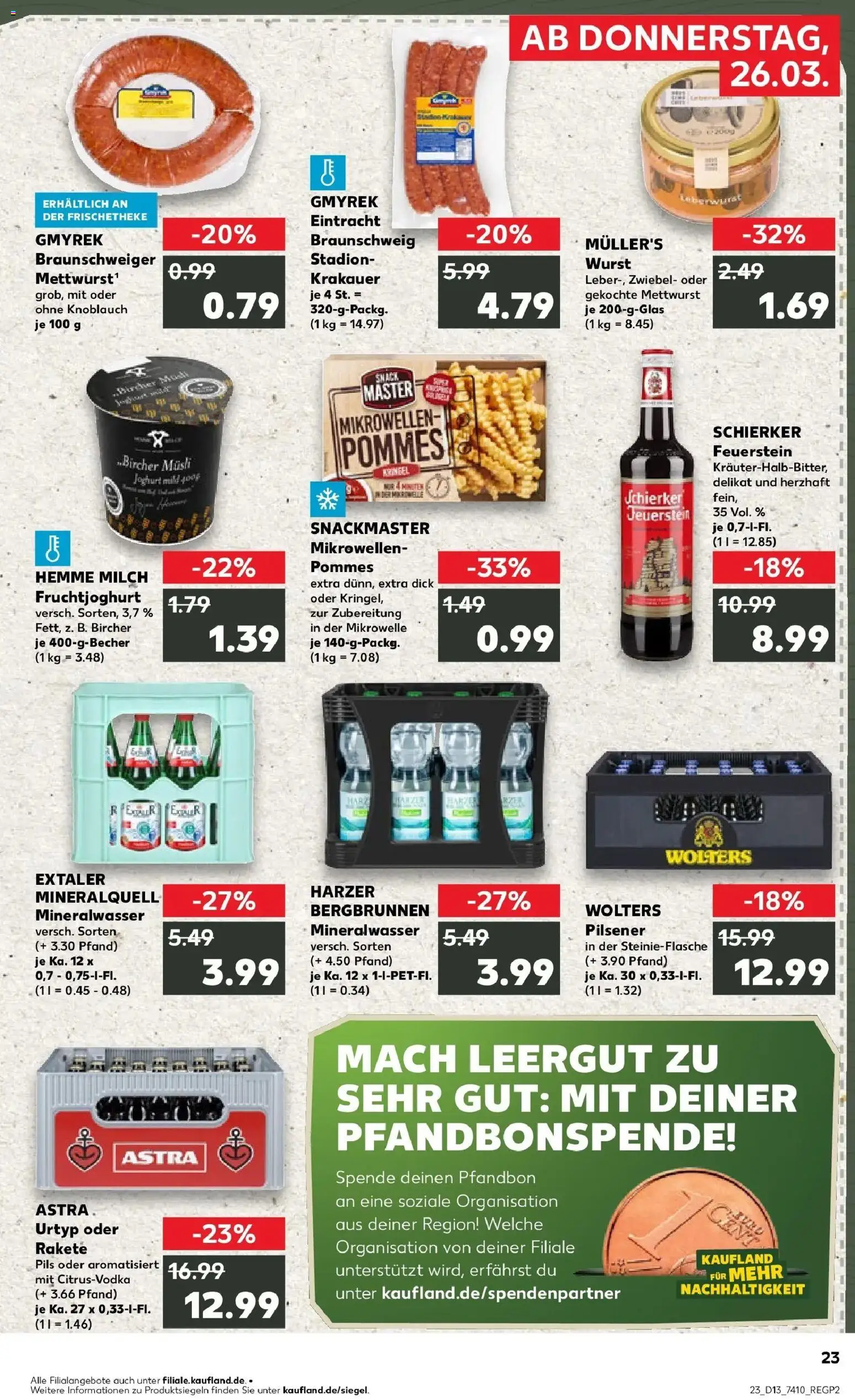 Kaufland Prospekt Braunschweig	 – gültig ab 26.03.2026 | Seite: 23 | Produkte: Mikrowelle, Joghurt, Fruchtjoghurt, Wurst