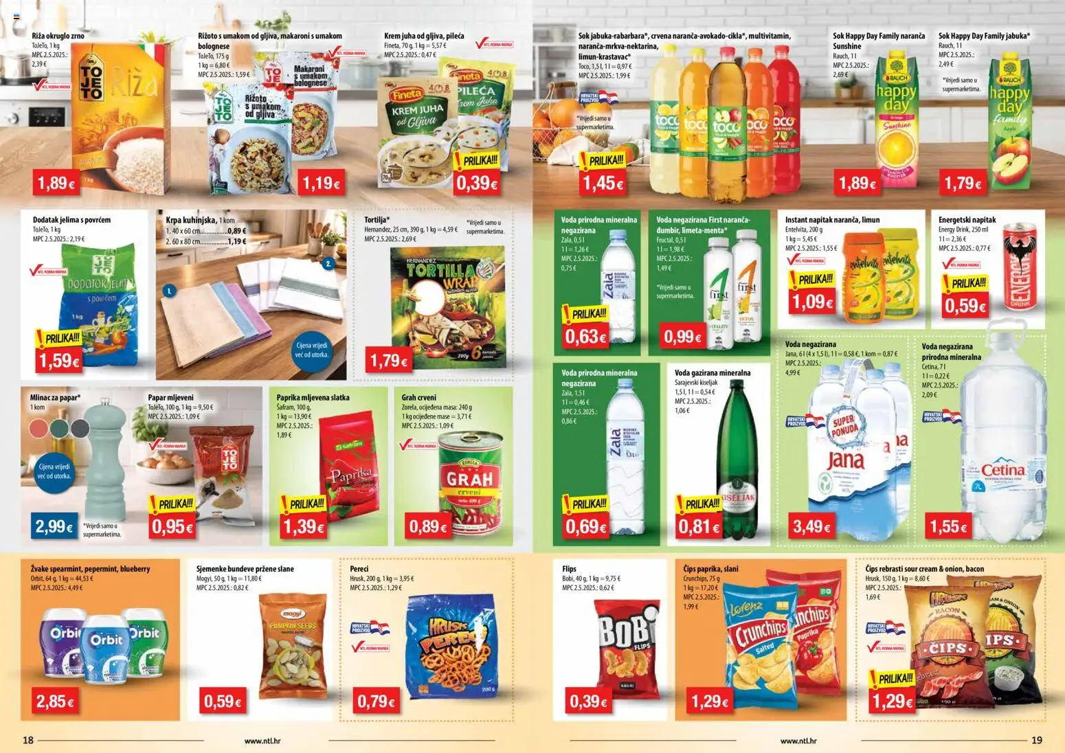 NTL katalog | vrijedi od 25.03.2026 | Stranica: 10 | Proizvodi: Mineralna voda, Sarajevski kiseljak, Riža, Pereci