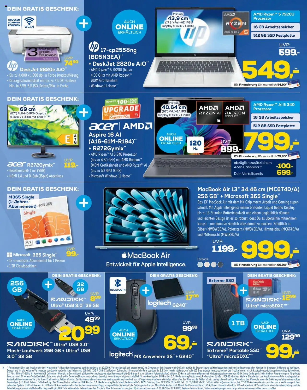 Euronics  Aktuelle Beilage – gültig ab 01.10.2025 | Seite: 6 | Produkte: HP, USB, Macbook, Apple