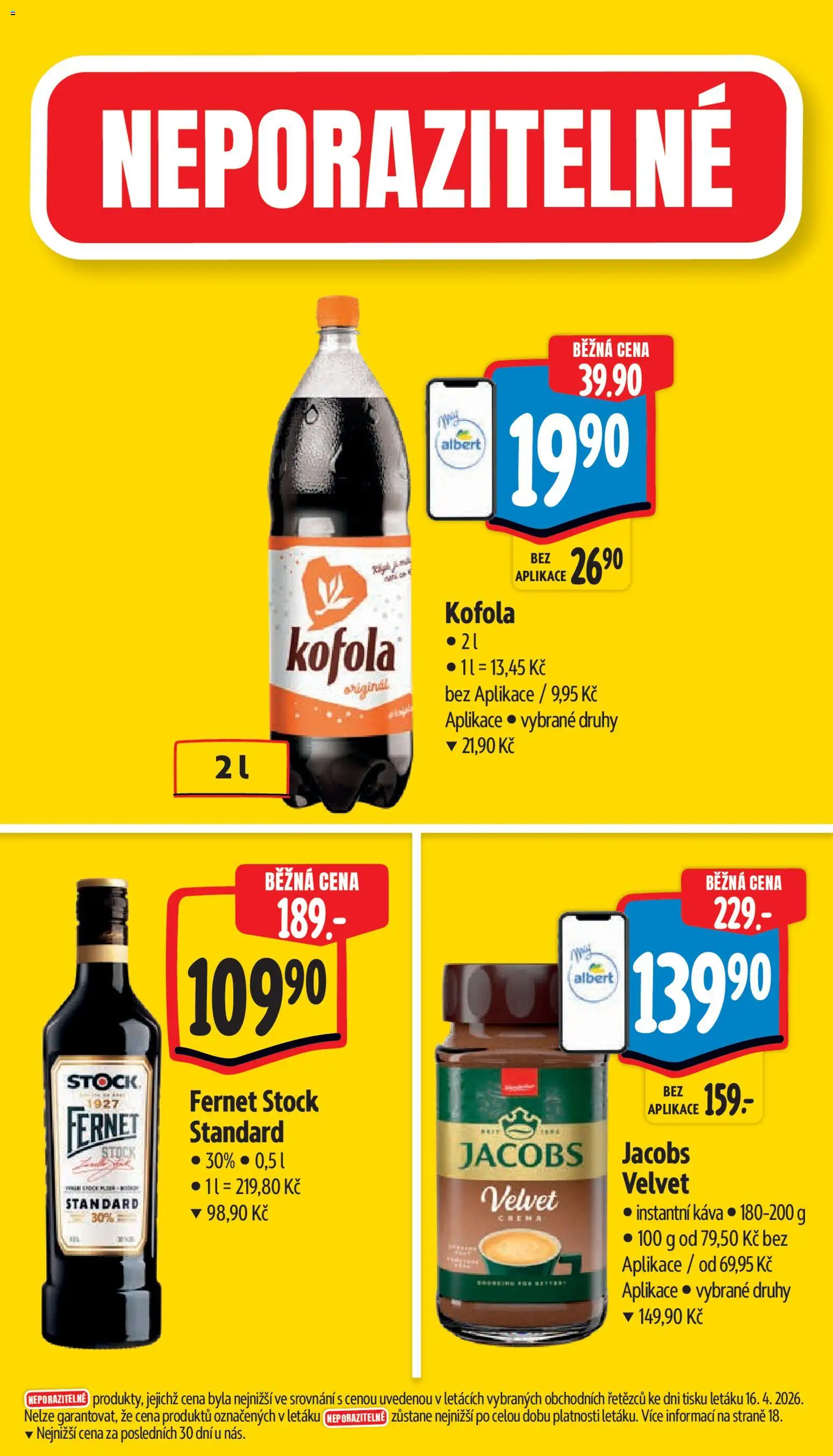 Albert leták - Supermarket od 22.04.2026 | Strana: 5 | Produkty: Káva, Instantní káva, Jacobs, Kofola
