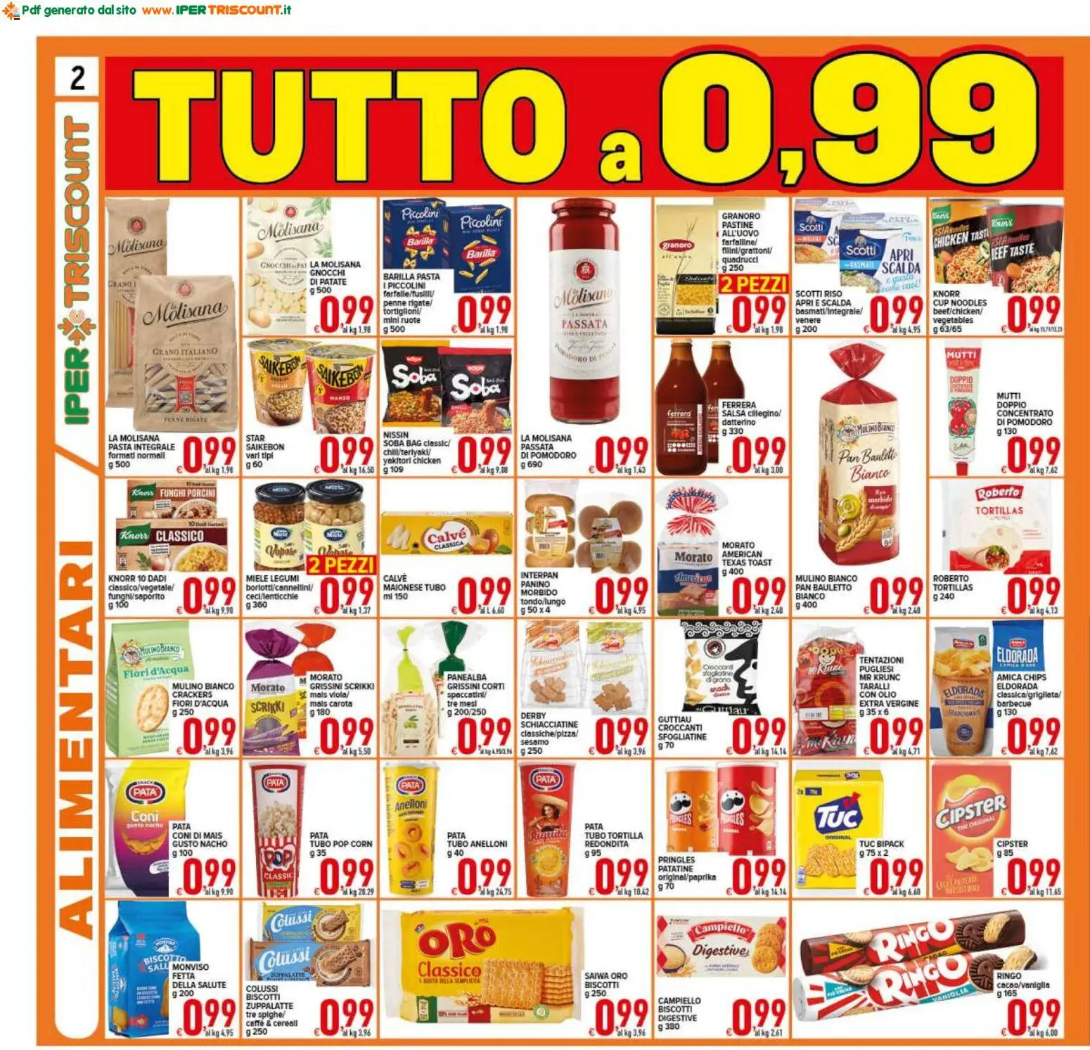 Volantino Ipertriscount del 16.01.2026 | Pagina: 2 | Prodotti: Patatine, Biscotti, Patate, Mais
