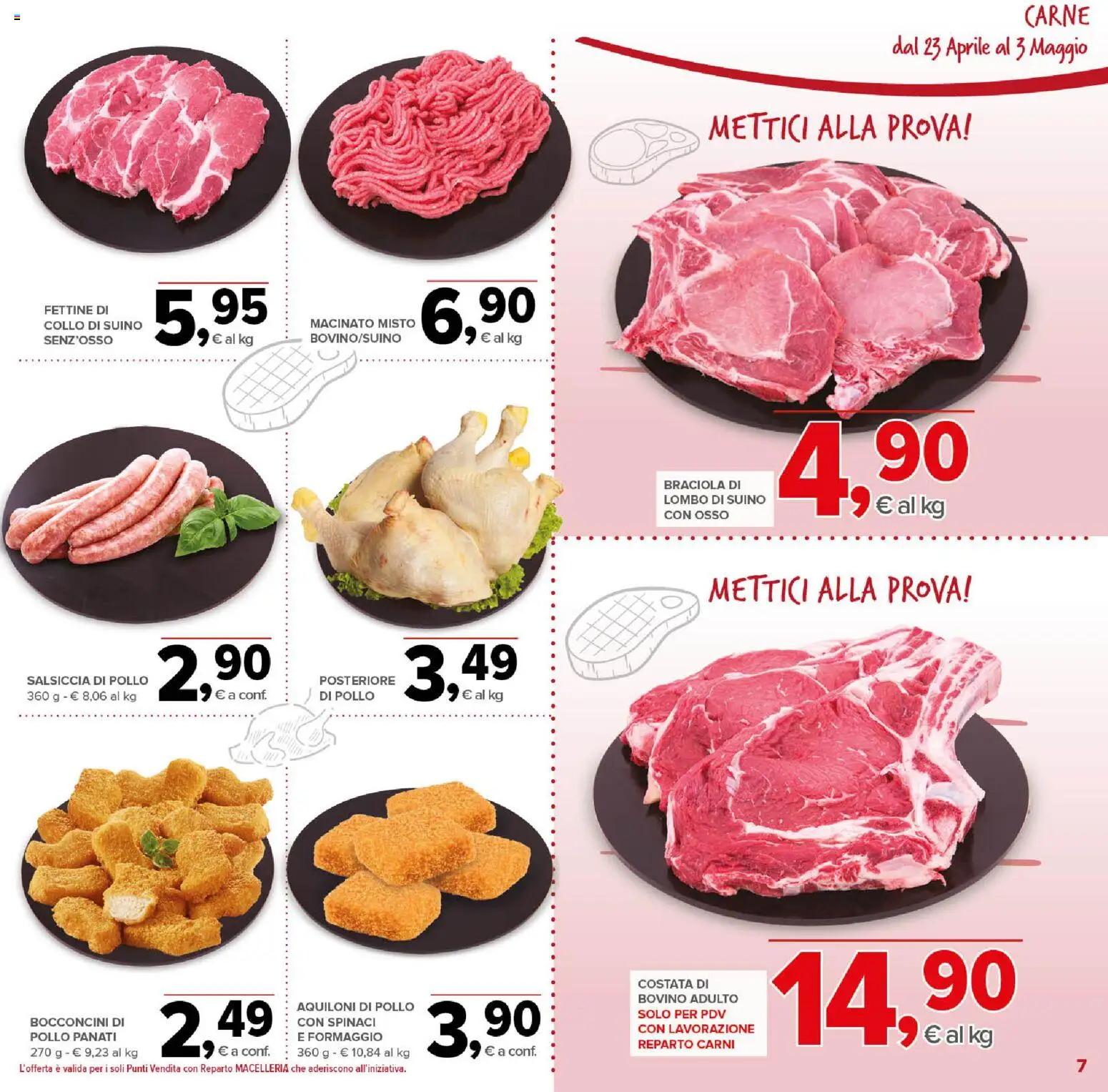 Volantino Todis del 23.04.2026 | Pagina: 7 | Prodotti: Pollo, Formaggio, Spinaci, Macinato